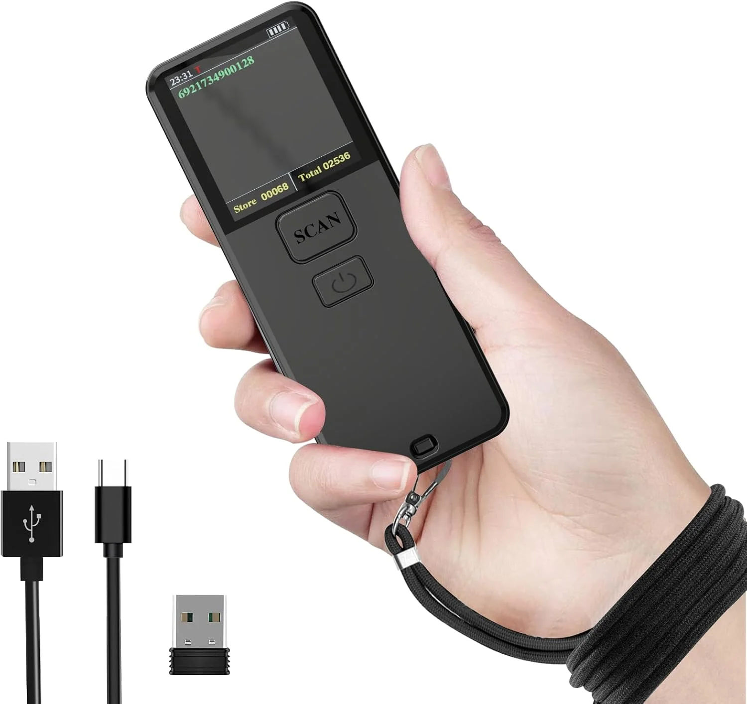 اسکنر بارکد دوبعدی بلوتوثی بی سیم Symcode، اسکنر کد QR 1D 2D خودحسگر 3 در 1 برای انبار، اسکنر بارکد قابل حمل برای PC، POS، iPad، iPhone، تبلت، iOS، Android