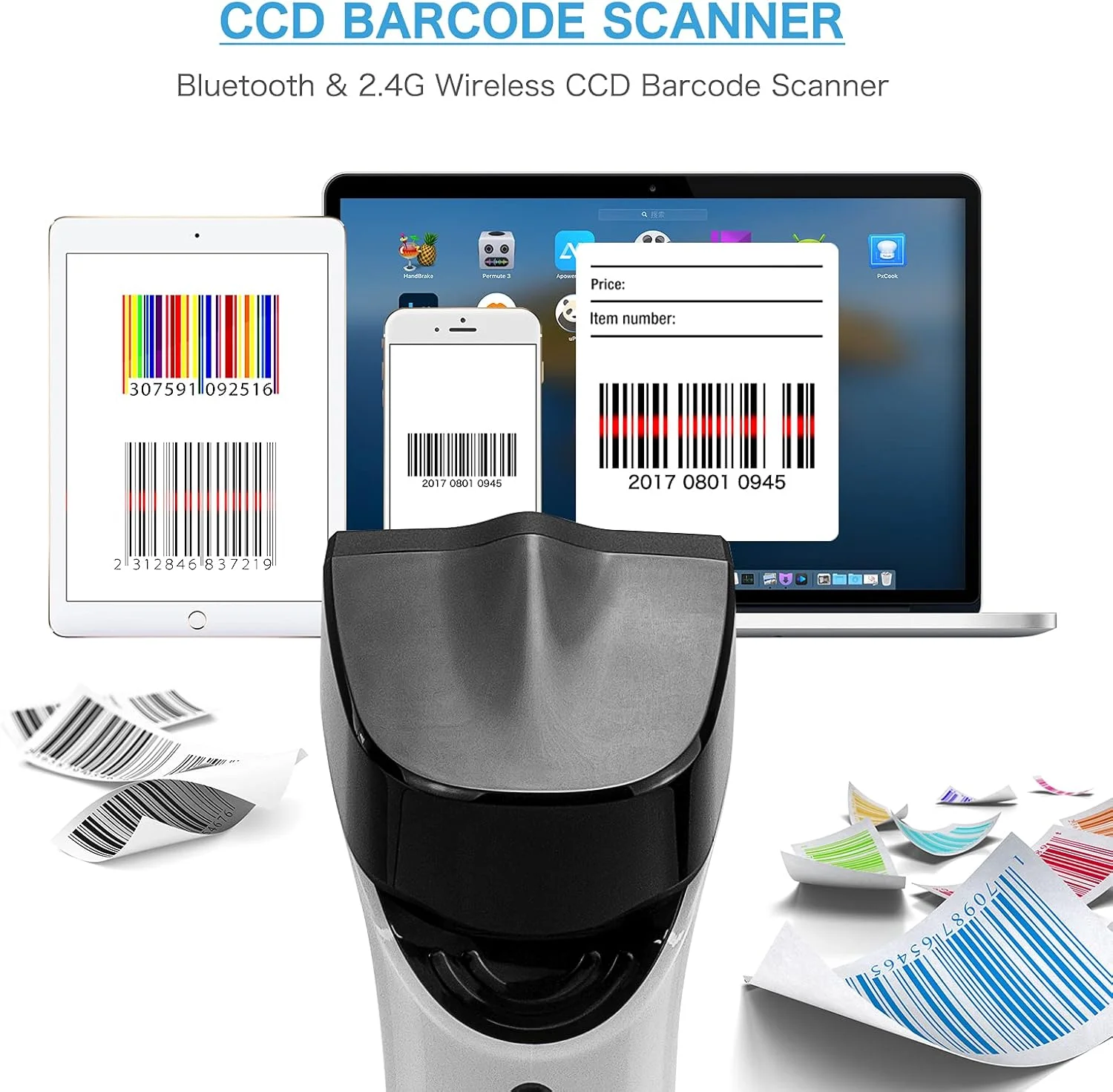 بارکد خوان تک بعدی بلوتوثی بی سیم NETUM DS5000، بارکد خوان CCD بدون نیاز به دست با پایه و حافظه داخلی، سازگار با سیستم عامل های MAC OS، Windows، iOS، Android، انتقال تا 50 متر بارکد خوان تک بعدی بلوتوثی بی سیم NETUM DS5000، بارکد خوان CCD بدون نیاز به دست با پایه و حافظه داخلی، سازگار با سیستم عامل های MAC OS، Windows، iOS، Android، انتقال تا 50 متر