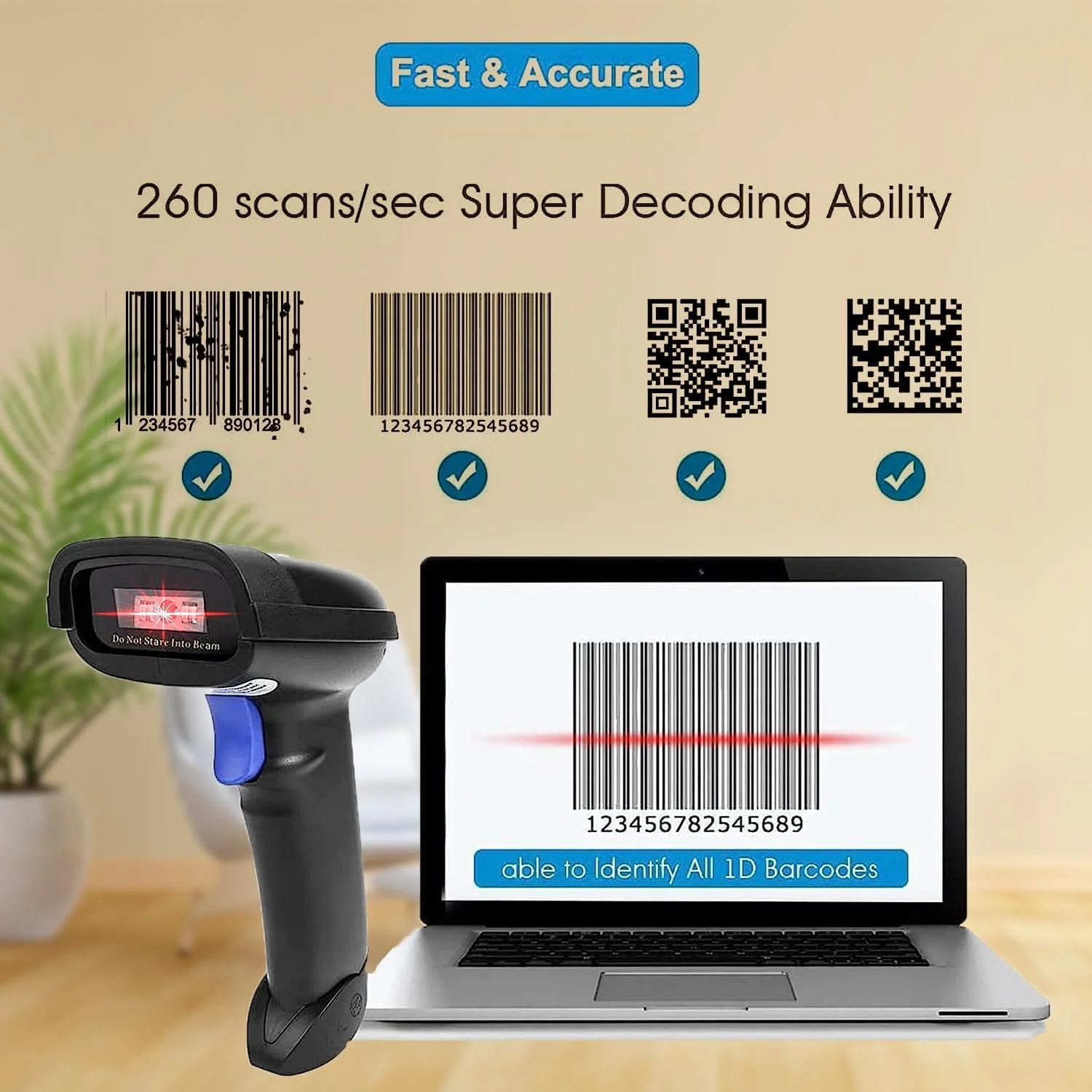 اسکنر بارکد بی‌سیم همه کاره Shreyans USB با گیرنده نانو 2.4 گیگاهرتزی برای بهترین تجربه اسکن بی‌سیم | قابلیت اسکن انواع بارکد و کد QR | پشتیبانی از اسکن سیمی