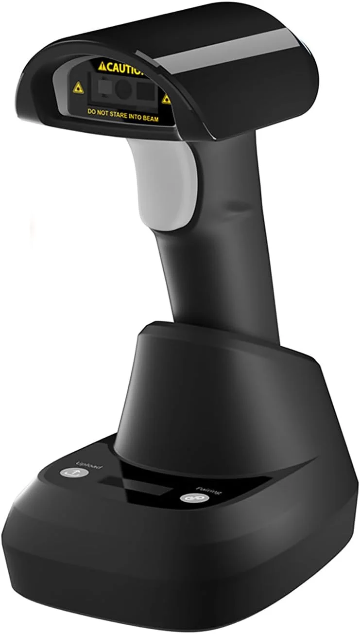 اسکنر بارکد 2D 1D بی‌سیم با اتصال BT+2.4G+USB سیمی، پایه اسکن با قابلیت شارژ بی‌سیم، نمایشگر OLED برای خواندن کدهای کاغذی و صفحه نمایش، سازگار با...