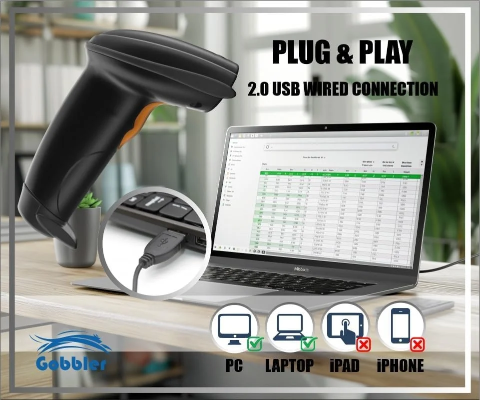 اسکنر بارکد خوان تک بعدی حرفه ای گابلر لیزری با سرعت بالا USB سیم دار - مشکی