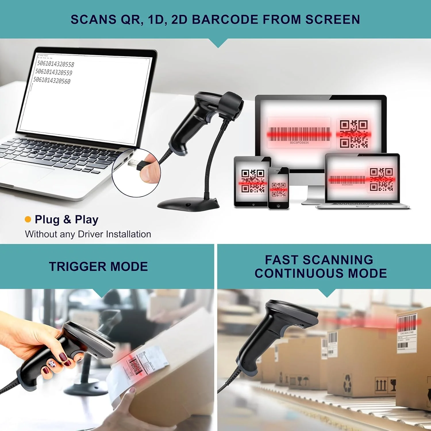 بارکد خوان OSCAR UniBar II 1D QR 2D | تصویرگر منطقه ای اتوماتیک | USB + COM مجازی | سیمی با پایه | اسکن کد QR از تلفن همراه | Android، iOS، MacOS، Windows | سرعت فوق العاده بالا