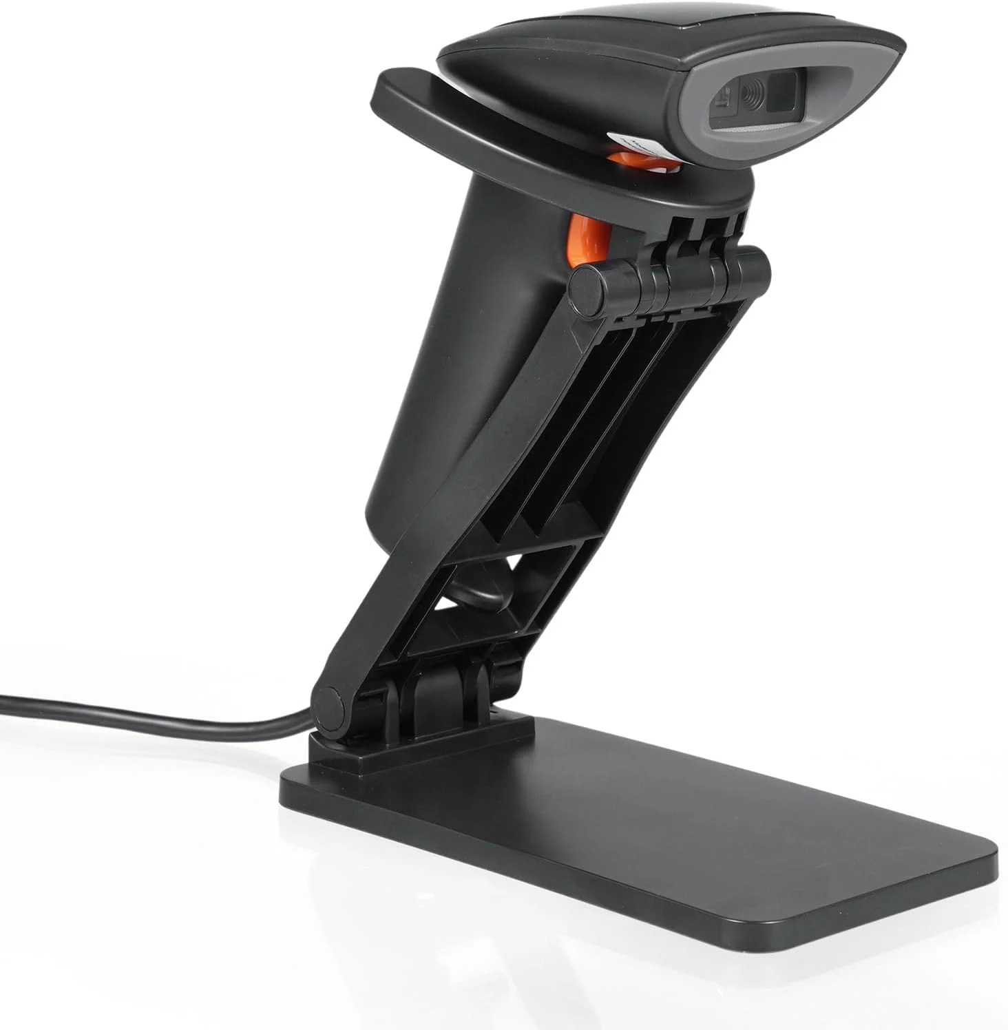 اسکنر بارکد USB دستی با پایه، حسگر تصویر CMOS، پشتیبانی از کد کاغذی، سازگار با صفحه نمایش، سیستم عامل های ویندوز، اندروید، مک او اس و لینوکس برای سوپرمارکت، کتابخانه، لجستیک، خرده فروشی و انبار