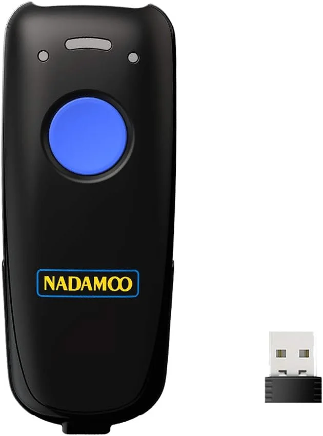 بارکد خوان بی سیم NADAMOO سازگار با بلوتوث، بارکد خوان 3 در 1 بی سیم 2.4G و سیمی، اسکنر USB CCD قابل حمل، سازگار با آیفون، آیپد، اندروید، ویندوز، مک OS - آبی تیره