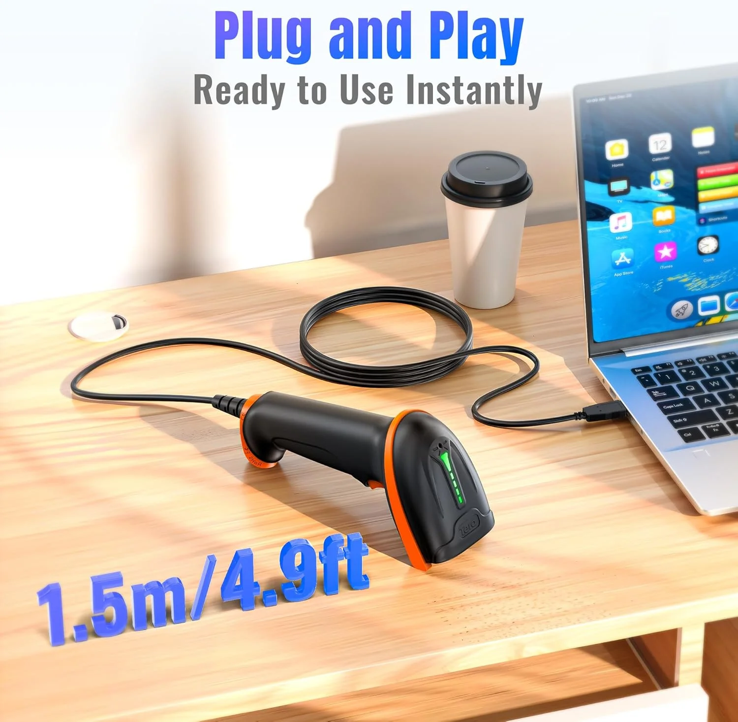 اسکنر بارکد دوبعدی Tera مدل USB سیمی، اسکنر دستی 2D QR Data Matrix PDF417 1D بارکد خوان تصویر CMOS، مدل D5100Y