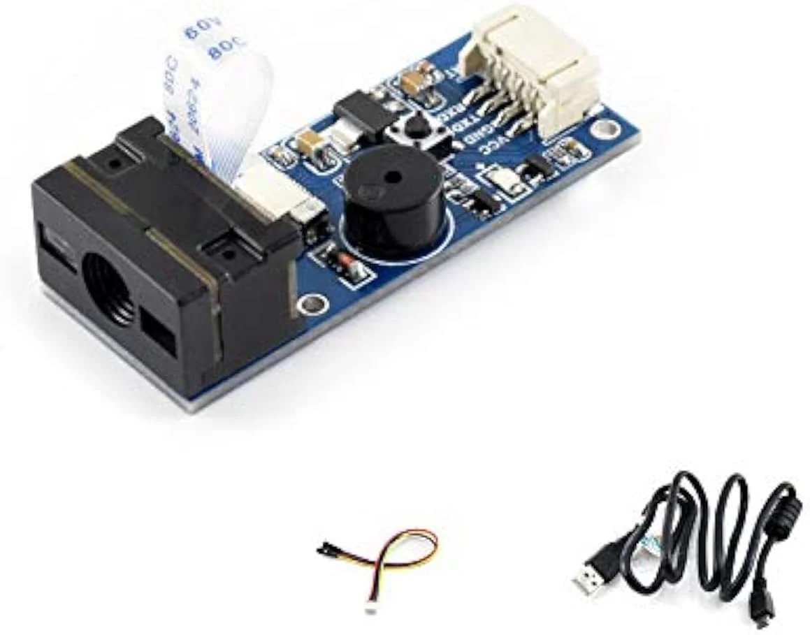 ماژول بارکد خوان Waveshare برای کدهای 1D/2D، بارکد خوان کد QR با پورت سریال Micro USB و UART که مستقیماً به کامپیوتر متصل می شود
