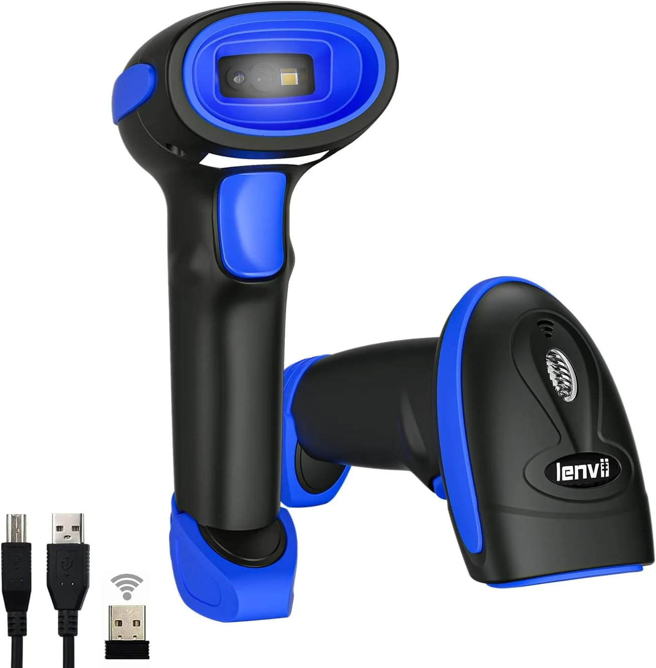 بارکد خوان دو بعدی بی سیم LENVII CW200 2 در 1 بارکد خوان دستی اسکنر کد QR اسکنر بارکد USB برای استفاده در فروشگاه، سوپرمارکت، انبار