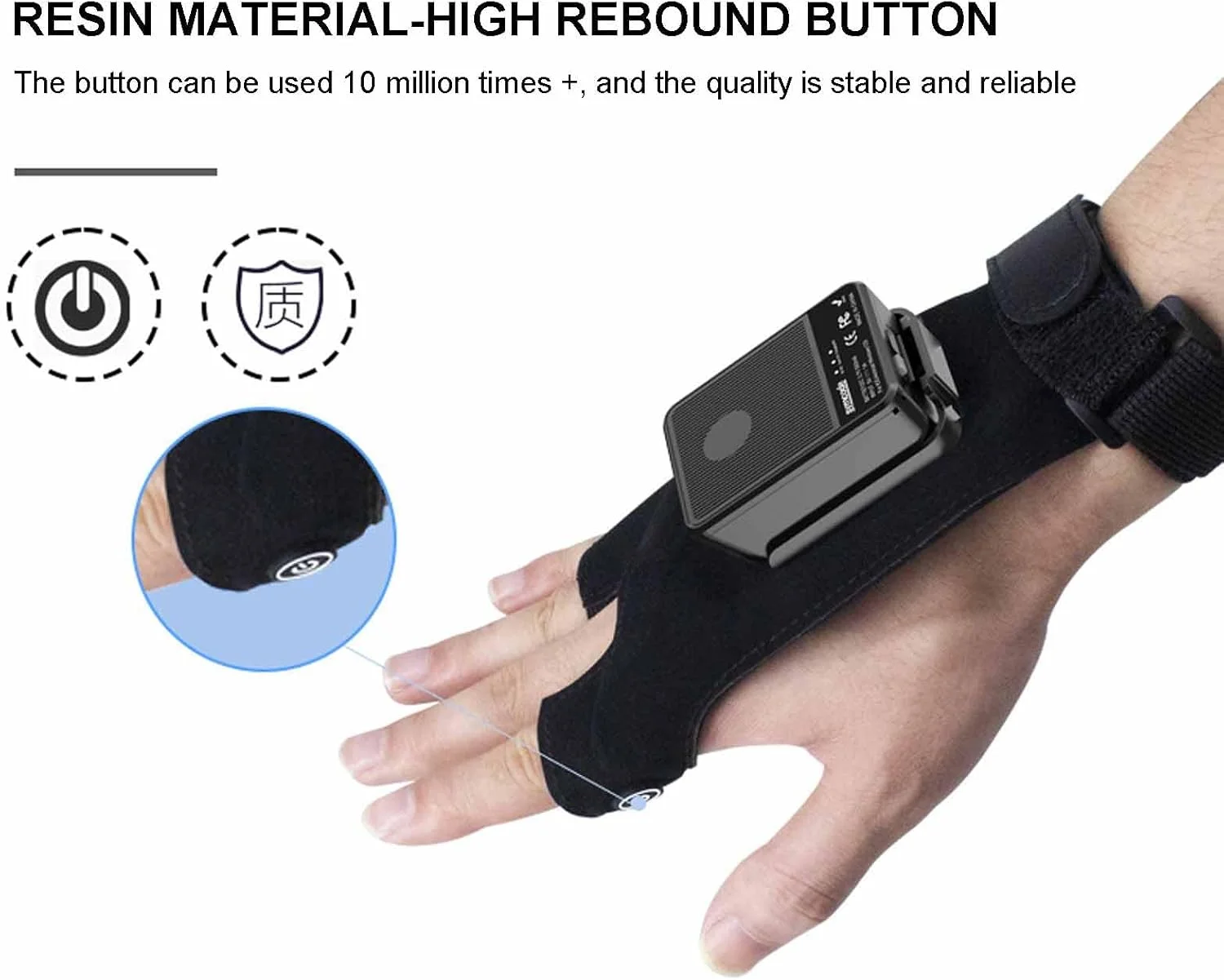 اسکنر بارکد 1D/2D قابل حمل - اسکن سریع، پوشیدنی دست چپ/راست، عمر باتری فوق العاده طولانی 10 ساعته، دکمه لمسی، قابل جابجایی قابل حمل - مناسب برای خوانندگان بارکد موجودی کتاب سازگار، مشکی