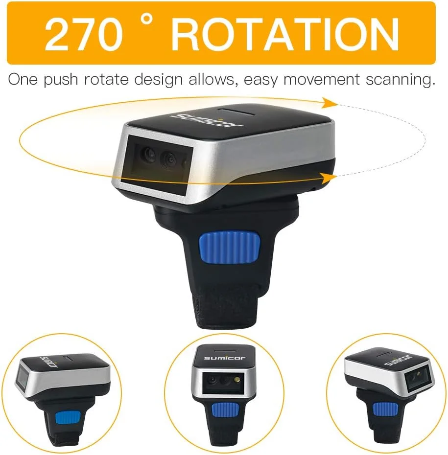اسکنر بارکد انگشتی Sumicor 2D بلوتوثی بیسیم، اسکنر بارکد کوچک پوشیدنی قابل حمل 1D و 2D، سازگار با ویندوز، مک، iOS و اندروید (2D) اسکنر بارکد انگشتی Sumicor 2D بلوتوثی بیسیم، اسکنر بارکد کوچک پوشیدنی قابل حمل 1D و 2D، سازگار با ویندوز، مک، iOS و اندروید (2D)