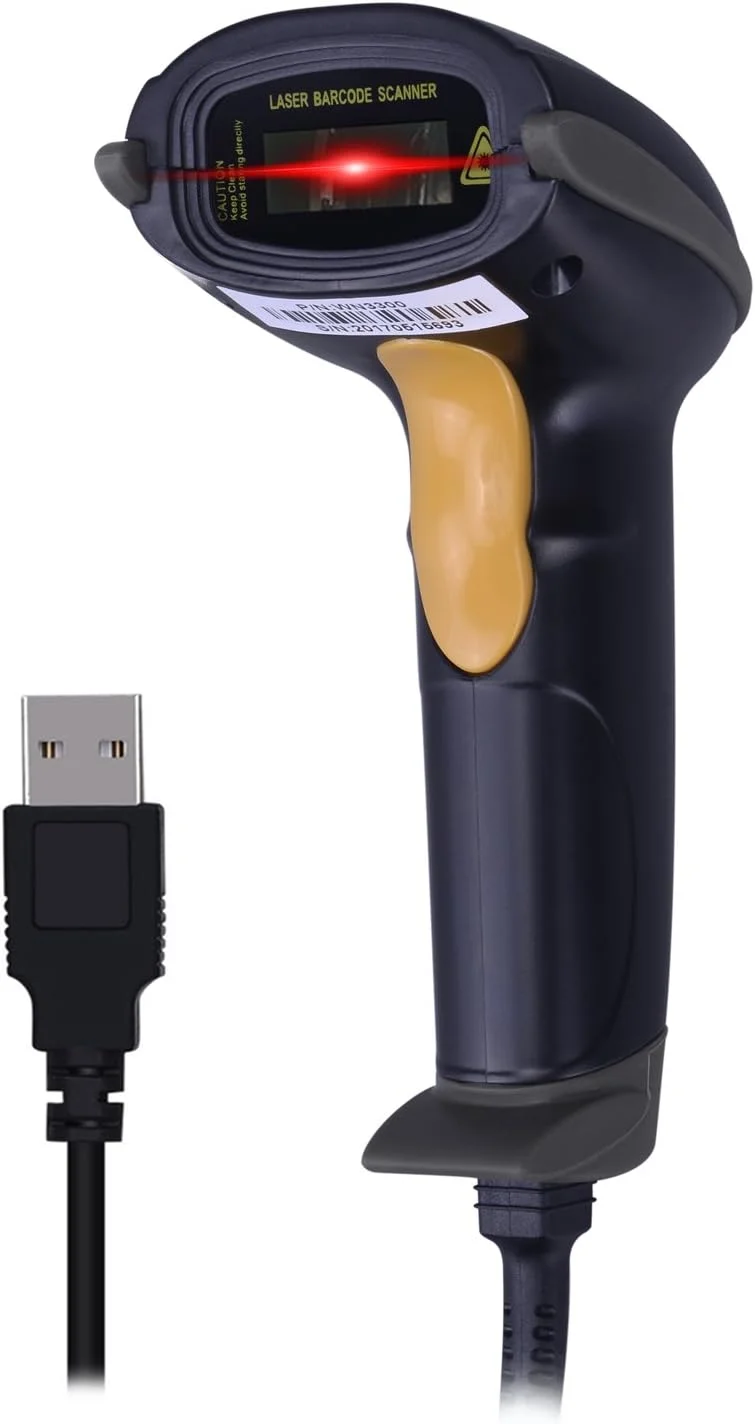 اسکنر بارکد لیزری USB WoneNice، اسکنر بارکد دستی سیم دار مشکی
