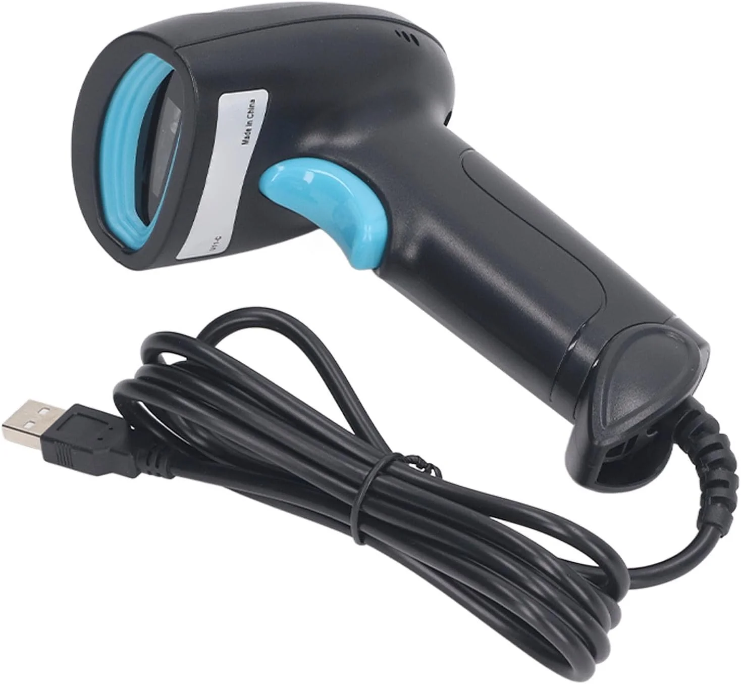 اسکنر بارکد 1D Tihebeyan با دقت بالا و رمزگشایی سریع برای سوپرمارکت، انبار، اسکنر بارکد 1D سیمی USB ارگونومیک، جنس ABS، مشکی