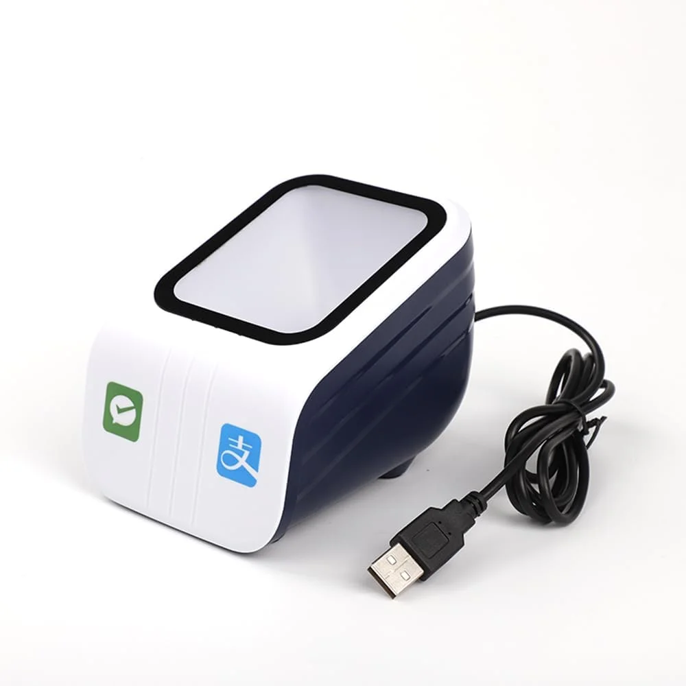 اسکنر بارکد رومیزی Pepisky QR با حسگر خودکار، پنجره بزرگ، اسکنر کد بارکد، جعبه اسکن کد پرداخت موبایلی برای سوپرمارکت، فروشگاه خرده فروشی، رستوران