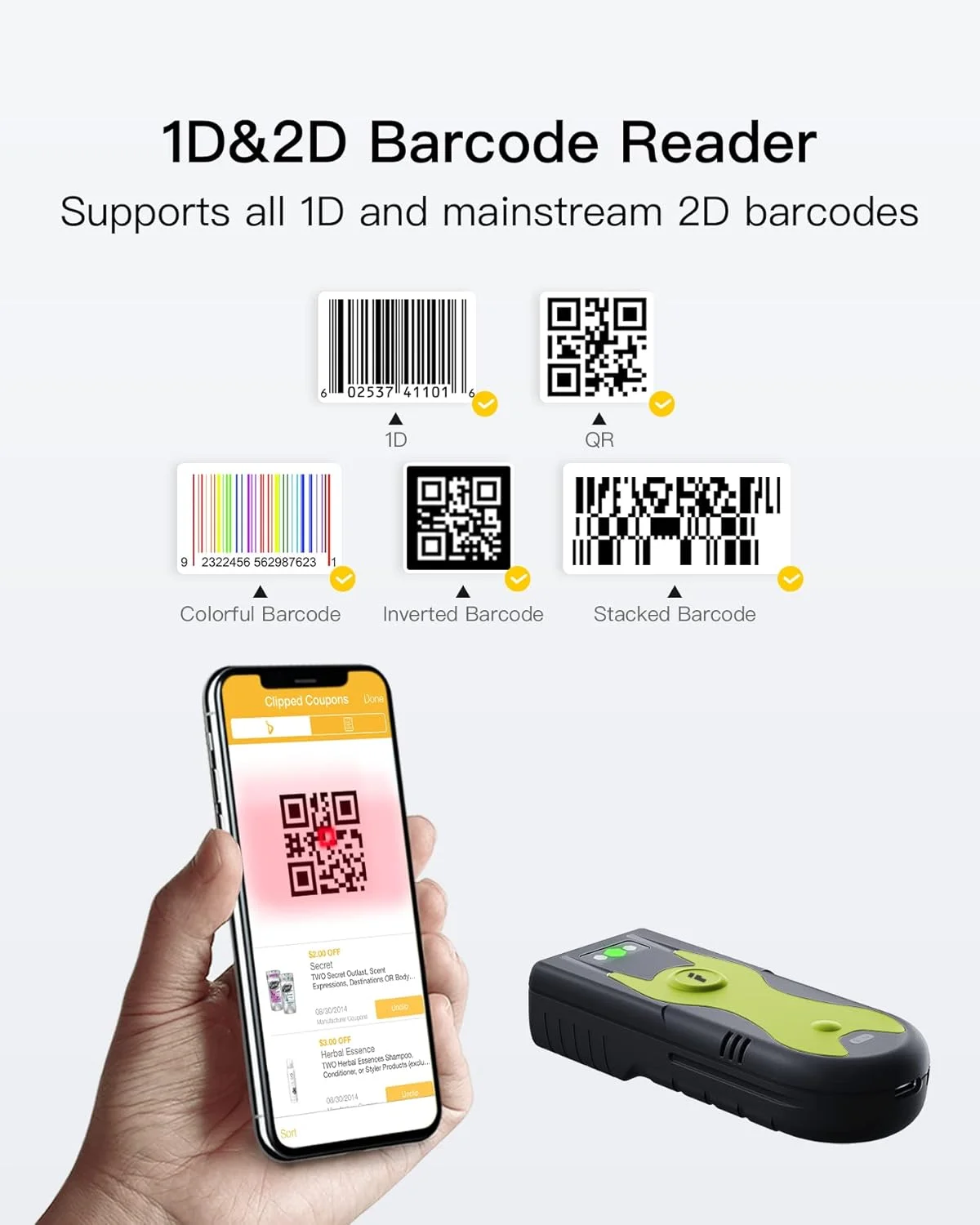 اسکنر بارکد دوبعدی بلوتوثی Inateck با آداپتور USB 2.4 گیگاهرتز، اسکن صفحه نمایش، کلیدهای میانبر اختصاصی، مدل BCST-42 اسکنر بارکد دوبعدی بلوتوثی Inateck با آداپتور USB 2.4 گیگاهرتز، اسکن صفحه نمایش، کلیدهای میانبر اختصاصی، مدل BCST-42