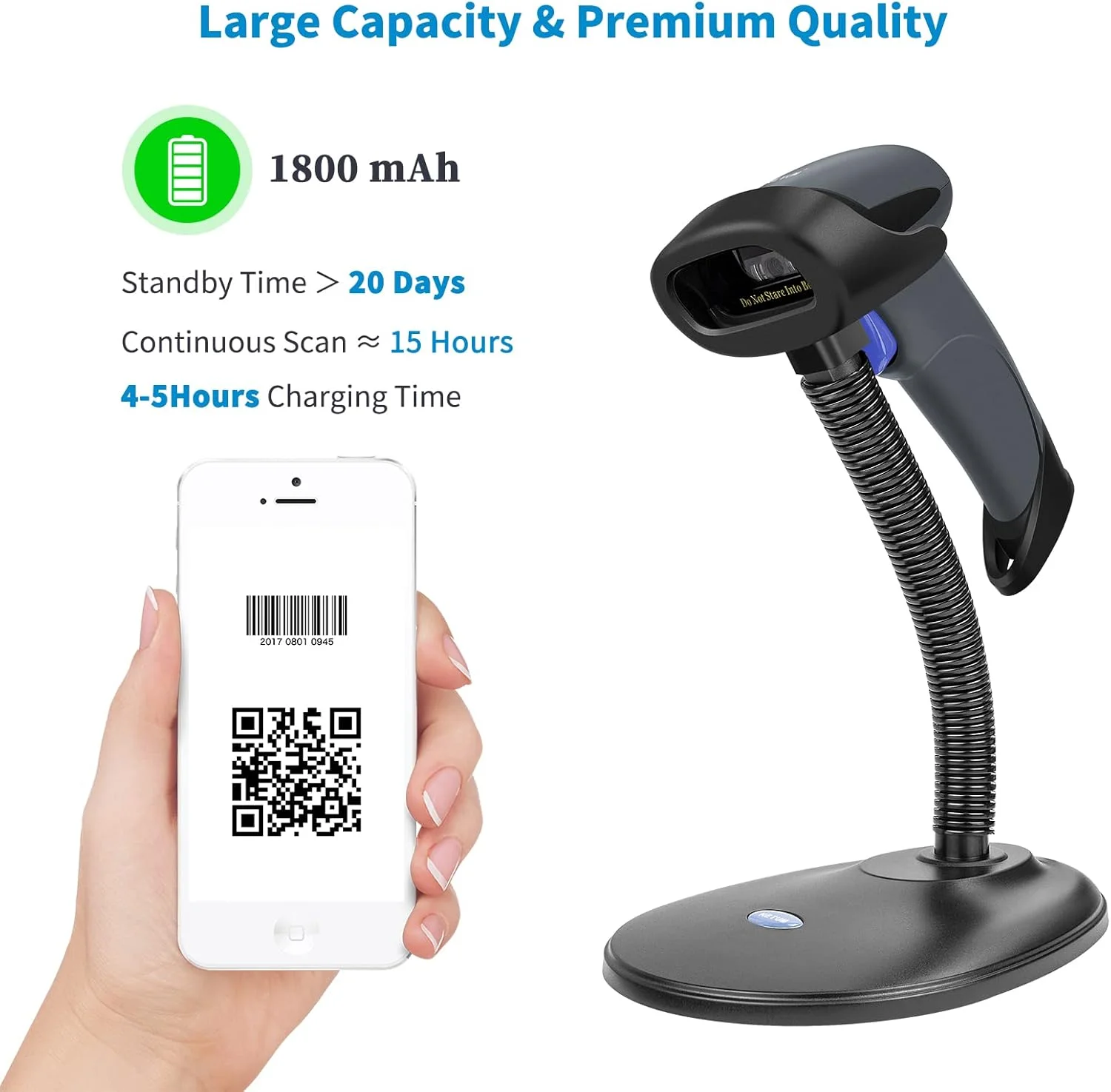 اسکنر بارکد دوبعدی QR بیسیم NETUM با پایه، 3 در 1 بلوتوث و 2.4 گیگاهرتز بیسیم و USB سیمی، اسکنر بارکدخوان اتوماتیک دستی تفنگی سازگار برای لپتاپ، کامپیوتر، صندوقدار، POS اسکنر بارکد دوبعدی QR بیسیم NETUM با پایه، 3 در 1 بلوتوث و 2.4 گیگاهرتز بیسیم و USB سیمی، اسکنر بارکدخوان اتوماتیک دستی تفنگی سازگار برای لپتاپ، کامپیوتر، صندوقدار، POS