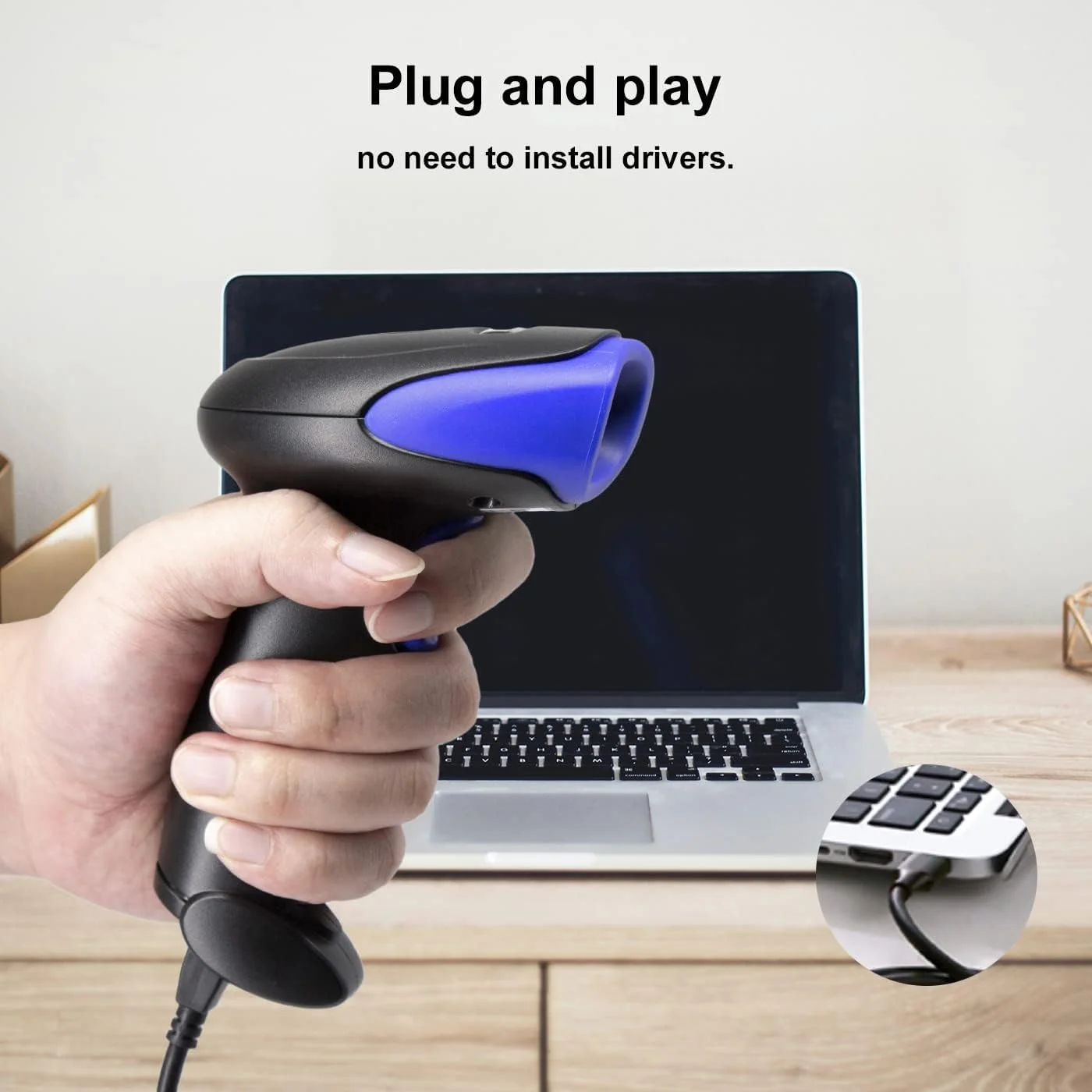 بارکد خوان سیمی تک بعدی LENVII C100، بارکد خوان دستی USB تک بعدی برای خرده فروشی، انبارداری و مدیریت موجودی.