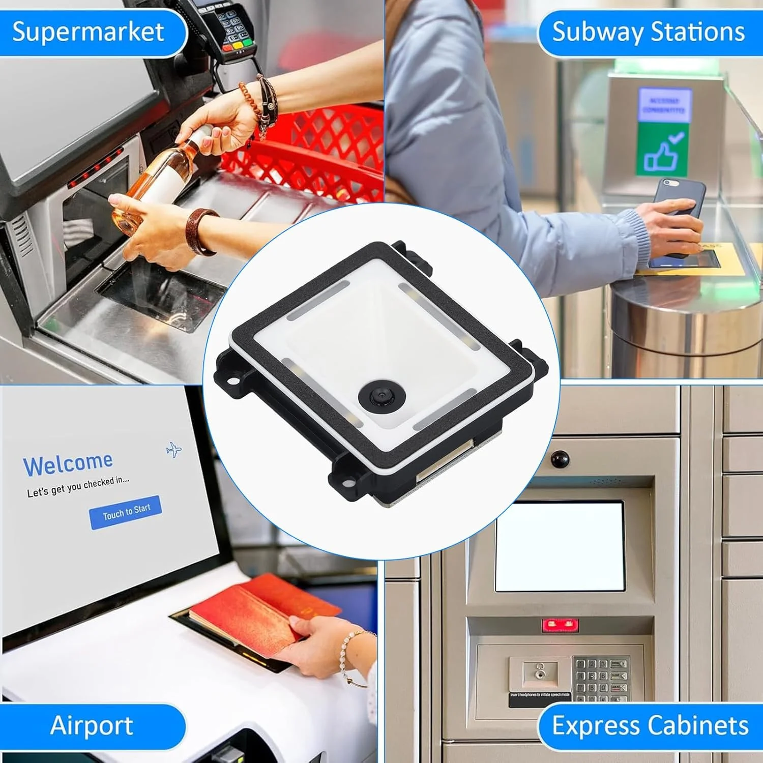 اسکنر بارکد QR یک بعدی و دو بعدی Cryfokt، ماژول اسکن QR تعبیه شده با حسگر خودکار با منبع نور قابل تنظیم، ماژول شناسایی سریع USB بارکد خوان برای کنترل دسترسی، کمدهای قفل دار