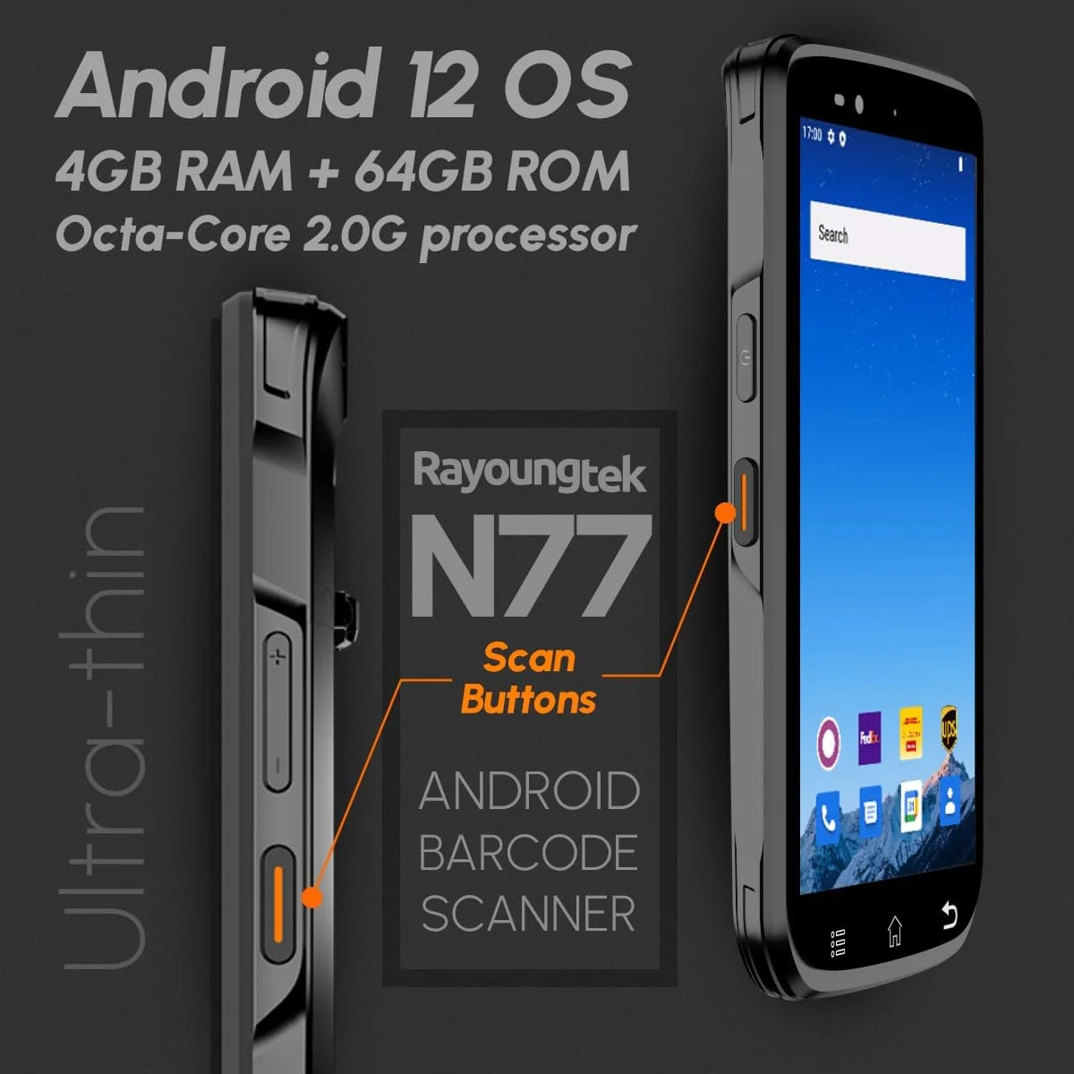 اسکنر بارکد Rayoungtek Android 12 با حافظه 4+64 گیگابایت، اسکنر بارکد 1D/2D/QR Zebra SE4710 داخلی، کامپیوتر موبایل بی سیم 4G PDA N77 برای انبارداری و لجستیک اسکنر بارکد Rayoungtek Android 12 با حافظه 4+64 گیگابایت، اسکنر بارکد 1D/2D/QR Zebra SE4710 داخلی، کامپیوتر موبایل بی سیم 4G PDA N77 برای انبارداری و لجستیک