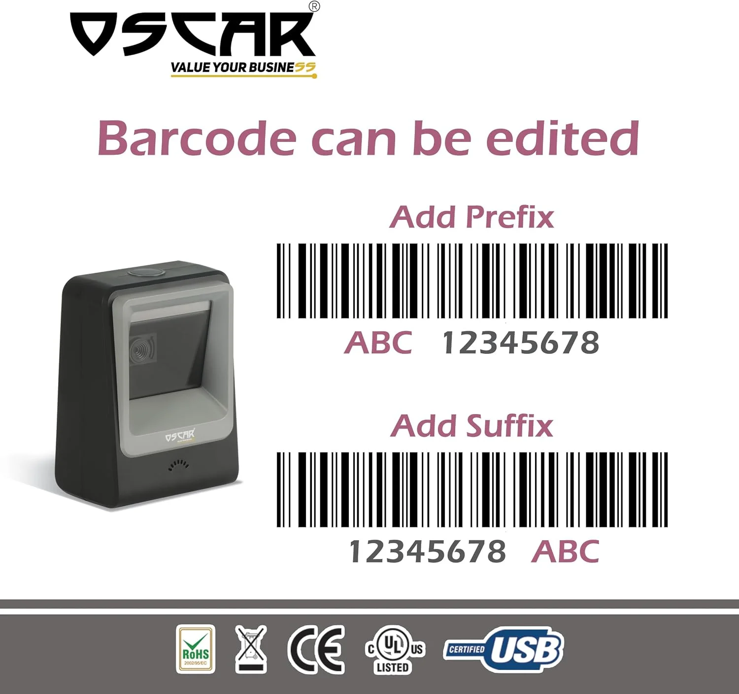 اسکنر بارکد OSCAR UniBar CoreLite، دو بعدی QR 1D، اتوماتیک، مگاپیکسلی بدون دست، چند جهته رومیزی، USB + Virtual COM، سیمی، اسکن کد QR از موبایل، سرعت فوق العاده بالا (مشکی) اسکنر بارکد OSCAR UniBar CoreLite، دو بعدی QR 1D، اتوماتیک، مگاپیکسلی بدون دست، چند جهته رومیزی، USB + Virtual COM، سیمی، اسکن کد QR از موبایل، سرعت فوق العاده بالا (مشکی)