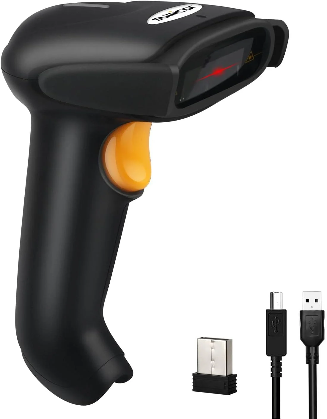 بارکد خوان لیزری 1D Sumicor، 2 در 1 بی سیم با برد 328 فوت و اسکنر بارکد بی سیم سیمی USB برای POS PC ویندوز مک OS