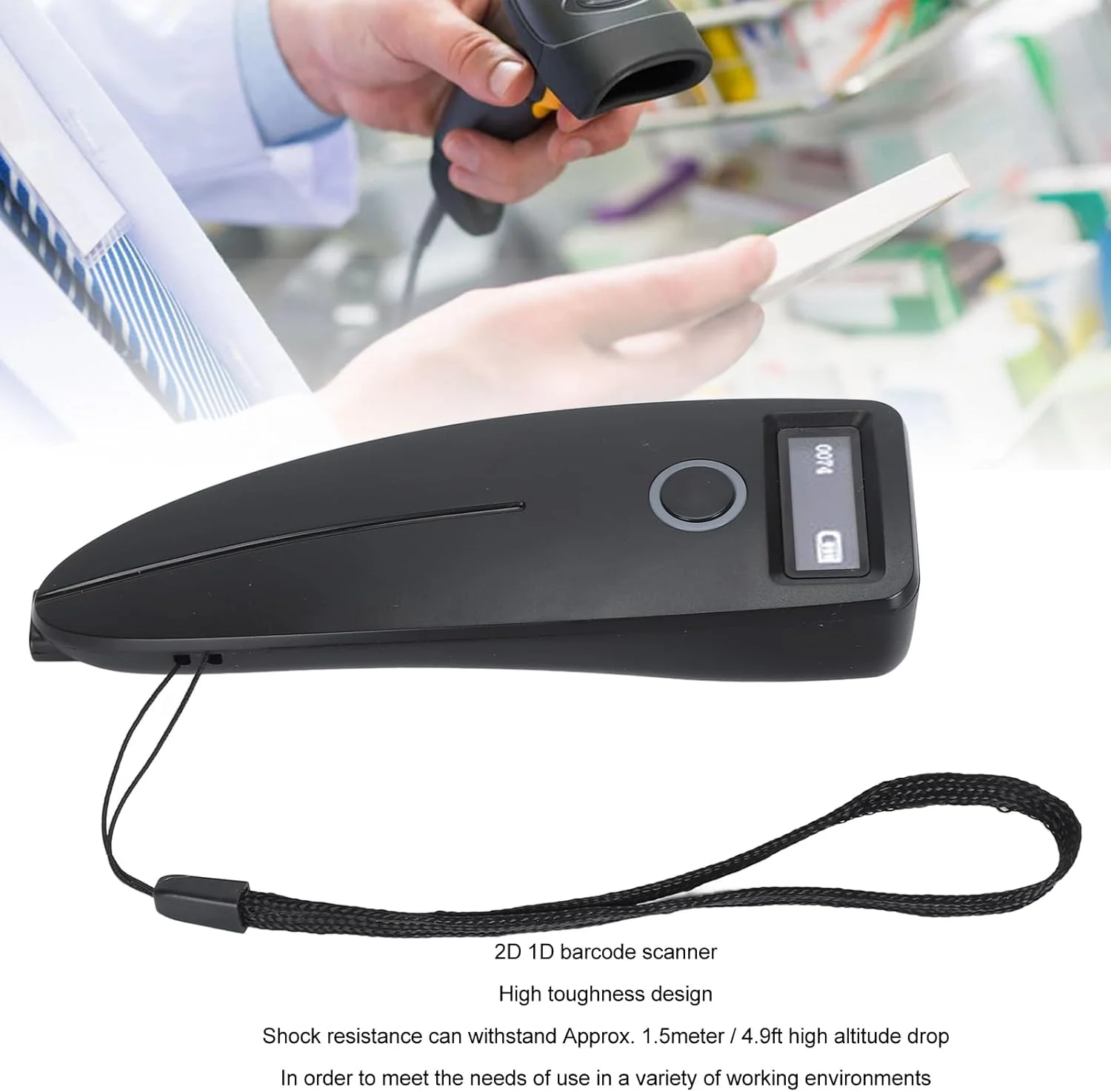 بارکد خوان مینی بی سیم Denash، اسکنر بارکد سبک وزن 2D 1D بلوتوث / 2.4G / اتصال سه حالته USB سیمی، اسکنر کد QR پشتیبانی از خواندن صفحه نمایش تلفن همراه