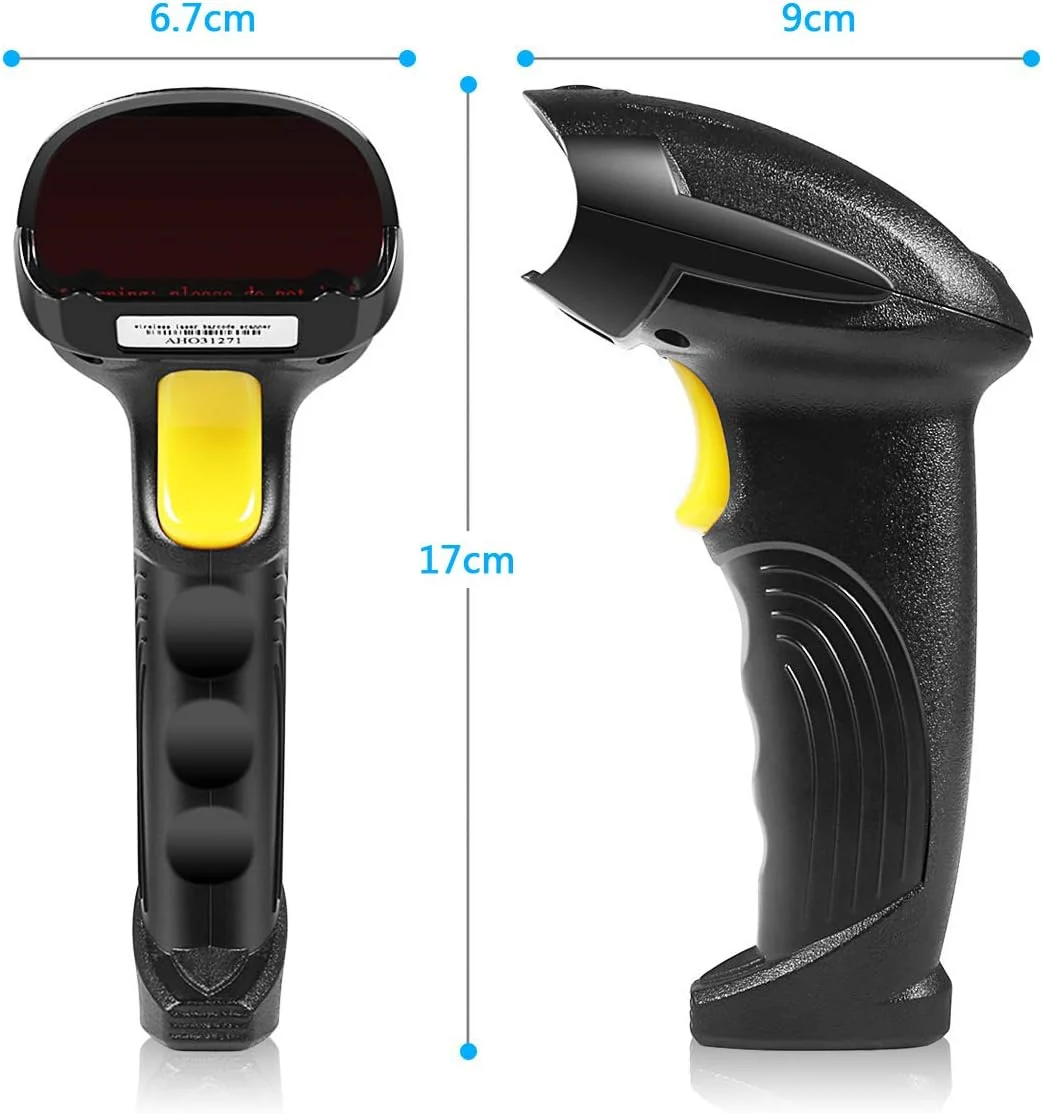 بارکد خوان بی سیم Go-Go Goodstuffshop 2 در 1، بی سیم 2.4 گیگاهرتز و USB 2.0 سیمی، بارکد خوان اتوماتیک USB، بارکد خوان دستی USB قابل شارژ برای کامپیوتر، POS، لپ تاپ