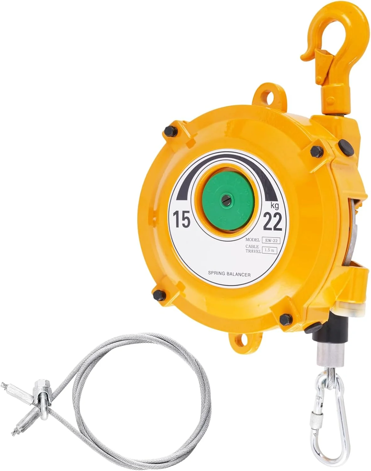 بالانسر فنری YJINGRUI با ظرفیت 15 تا 22 کیلوگرم (33 تا 49 پوند)، بالانسر ابزار فنری جمع شونده، جمع کننده بالانسر با سیم بکسل 1.5 متری، تجهیزات آویزان نگهدارنده