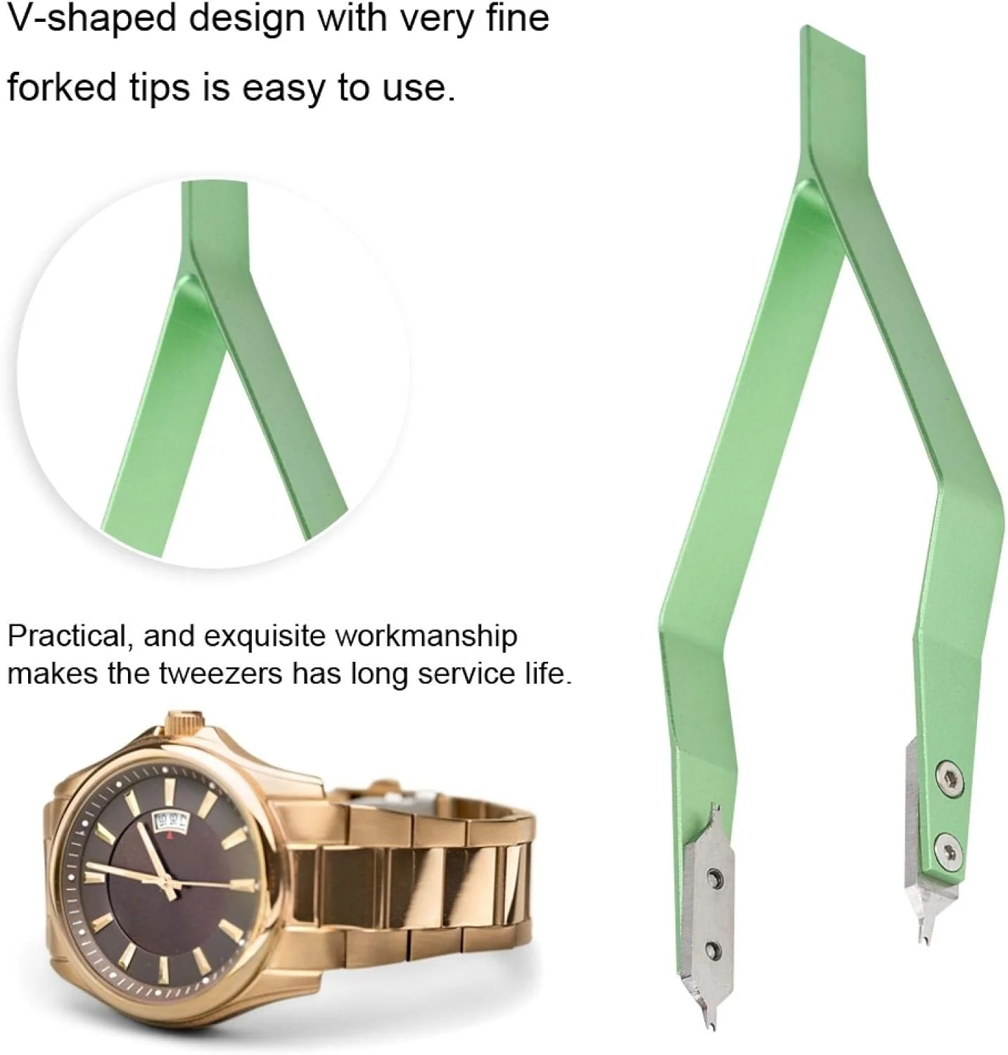 انبر فنر ساعت Yctze مدل V شکل، ابزار میله فنری فلزی ساعت، کیت ابزار انبردست میله فنری ساعت