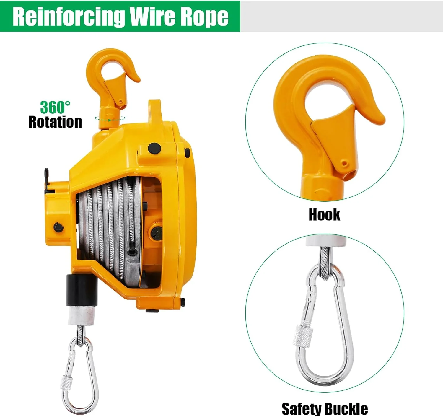 بالانسر فنری YJINGRUI با ظرفیت 15 تا 22 کیلوگرم (33 تا 49 پوند)، بالانسر ابزار فنری جمع شونده، جمع کننده بالانسر با سیم بکسل 1.5 متری، تجهیزات آویزان نگهدارنده