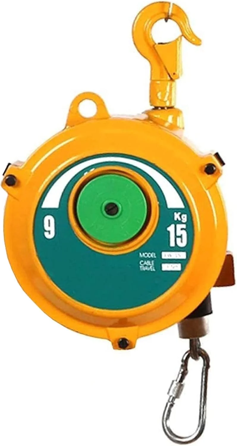 بالانسر فنری WQZZDStar، نگهدارنده آویز ابزار جمع شونده بالانسر فنری با قلاب، برای کارخانه و کارگاه، بالانسر ابزار خود قفل شونده قابل تنظیم (9-15 کیلوگرم)