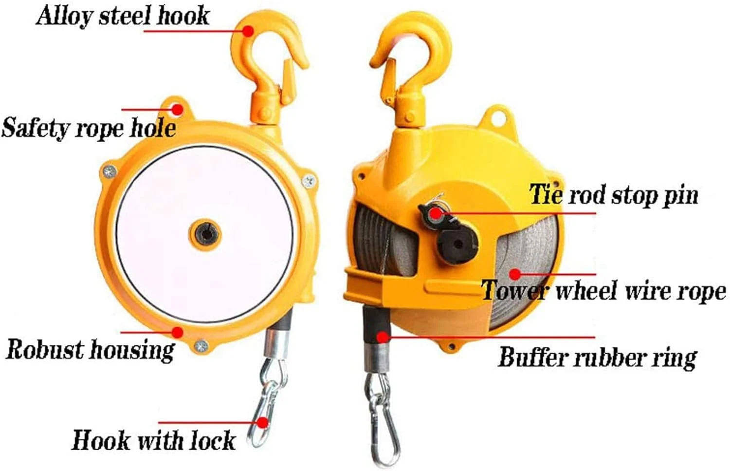 بالانسر فنری WQZZDStar، بالانسر ابزار فنری جمع شونده ارگونومیک، جمع کننده بالانسر با سیم بکسل 1.5 متری، تجهیزات نگهدارنده آویز (15 تا 22 کیلوگرم)