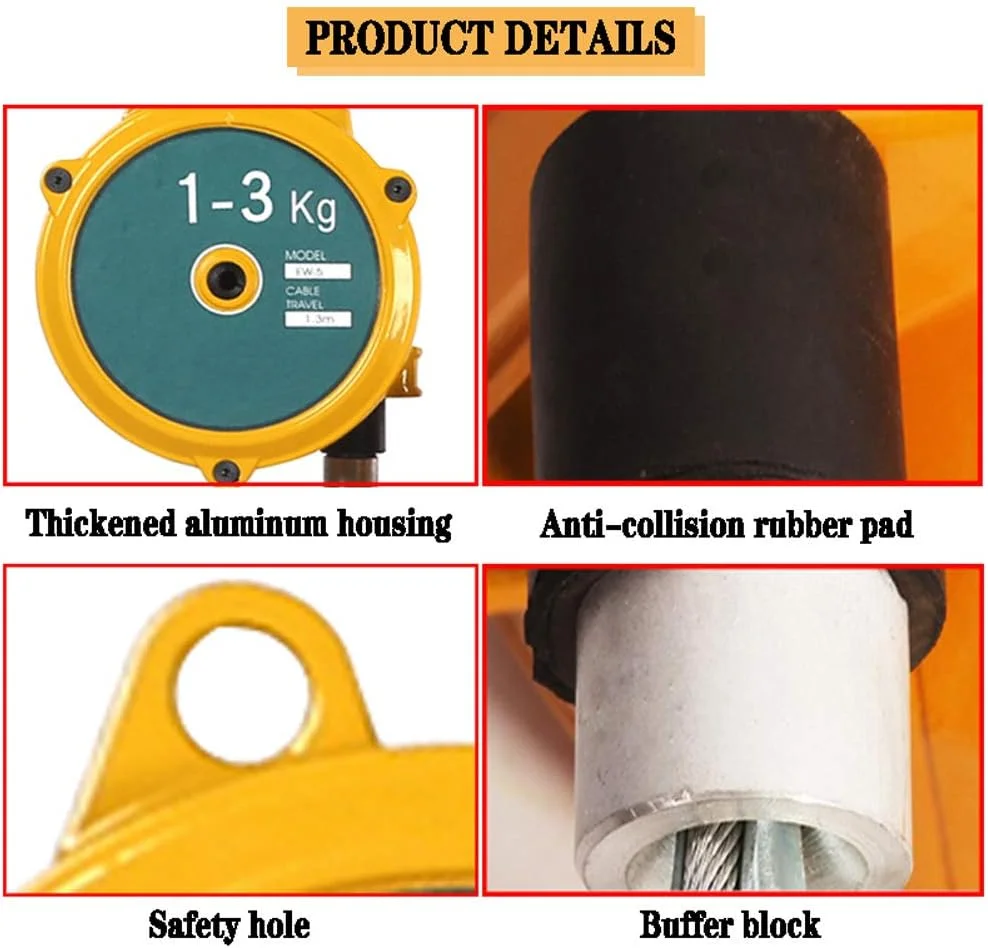 ابزار تعادل فنری WQZZDStar، تعادل فنری 1-3 کیلوگرم/3-5 کیلوگرم، نگهدارنده ابزار تعادل فنری قابل تنظیم با عملکرد خود قفل شونده برای کارخانه و کارگاه، کاهش خستگی پرسنل (1 تا 3 کیلوگرم) ابزار تعادل فنری WQZZDStar، تعادل فنری 1-3 کیلوگرم/3-5 کیلوگرم، نگهدارنده ابزار تعادل فنری قابل تنظیم با عملکرد خود قفل شونده برای کارخانه و کارگاه، کاهش خستگی پرسنل (1 تا 3 کیلوگرم)