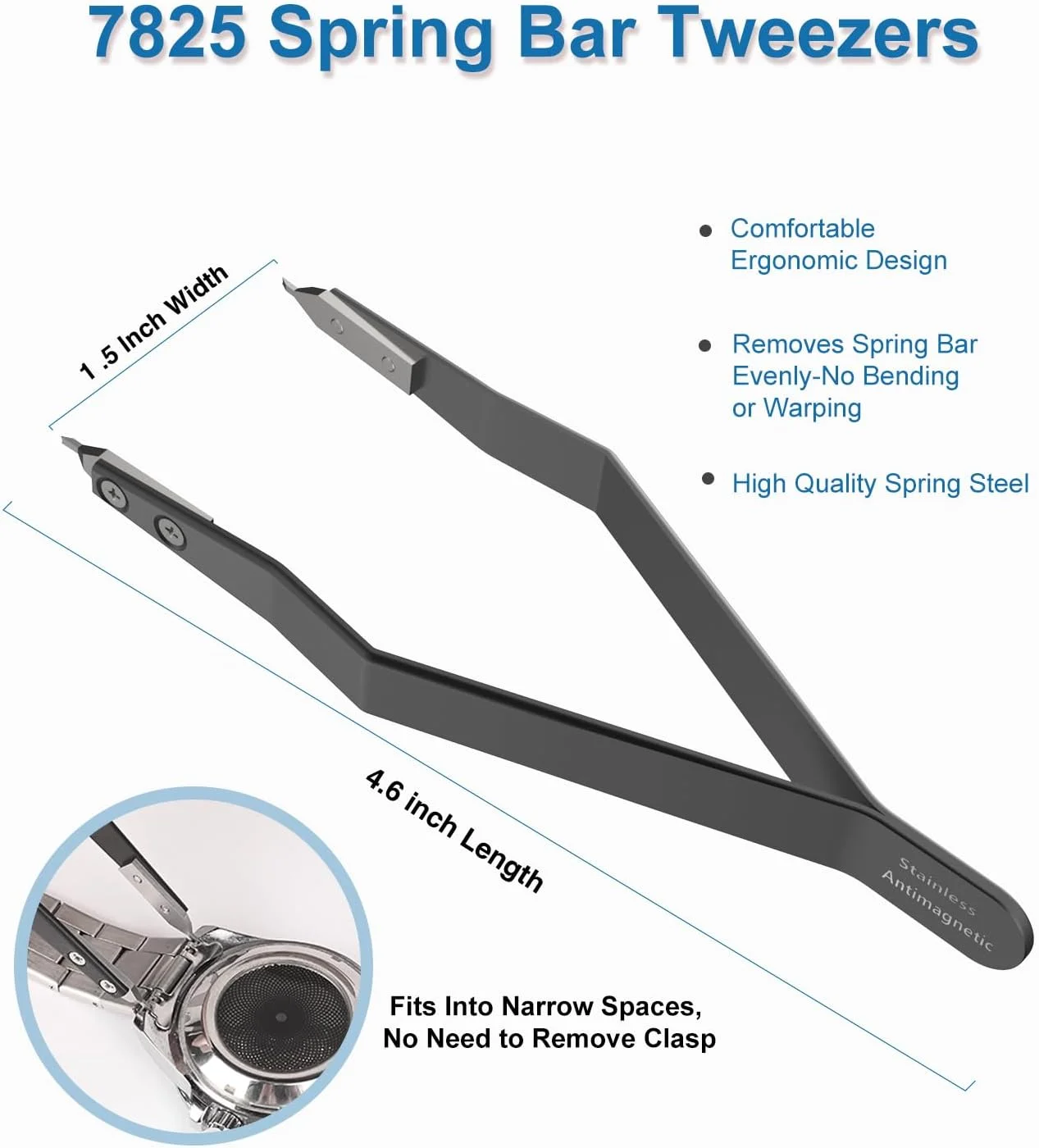 ابزار فنر میله ساعت، انبر فنر میله 7825 ابزار نصب و جداسازی پین بند ساعت (مشکی) ابزار فنر میله ساعت، انبر فنر میله 7825 ابزار نصب و جداسازی پین بند ساعت (مشکی)