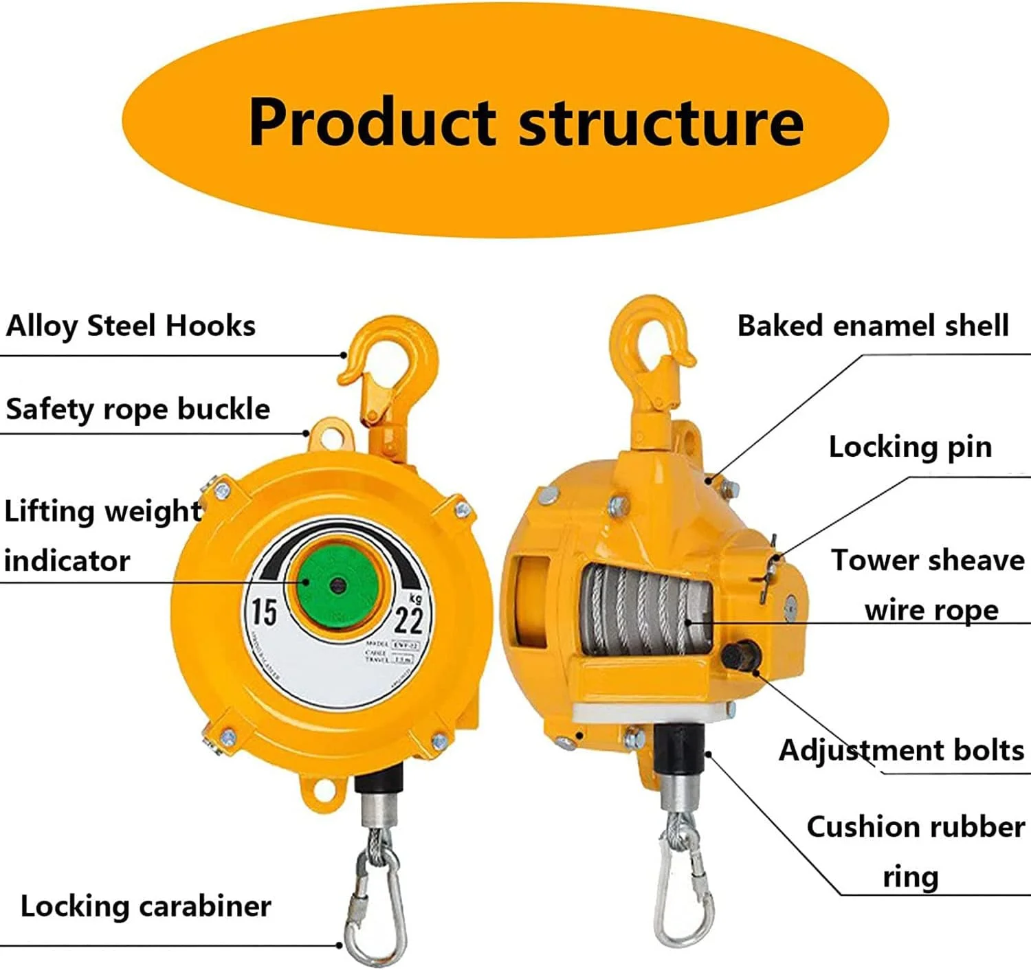 بالانسر فنری، ابزار تعلیق بالانسر فنری جمع شونده با کابل 150 سانتی متری و سگک ایمنی آلیاژی برای آویزان کردن، حمل و برداشتن ابزار، 120-140 کیلوگرم بالانسر فنری، ابزار تعلیق بالانسر فنری جمع شونده با کابل 150 سانتی متری و سگک ایمنی آلیاژی برای آویزان کردن، حمل و برداشتن ابزار، 120-140 کیلوگرم