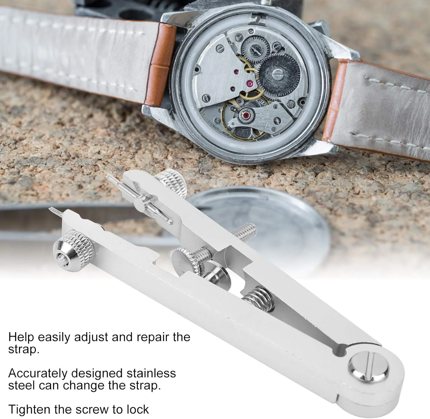 ست ابزار تعمیر فنر میله ای ساعت Walfront، ابزار تعویض زنجیر و تعمیر ساعت سازی با پین 6825 (نقره ای) ست ابزار تعمیر فنر میله ای ساعت Walfront، ابزار تعویض زنجیر و تعمیر ساعت سازی با پین 6825 (نقره ای)