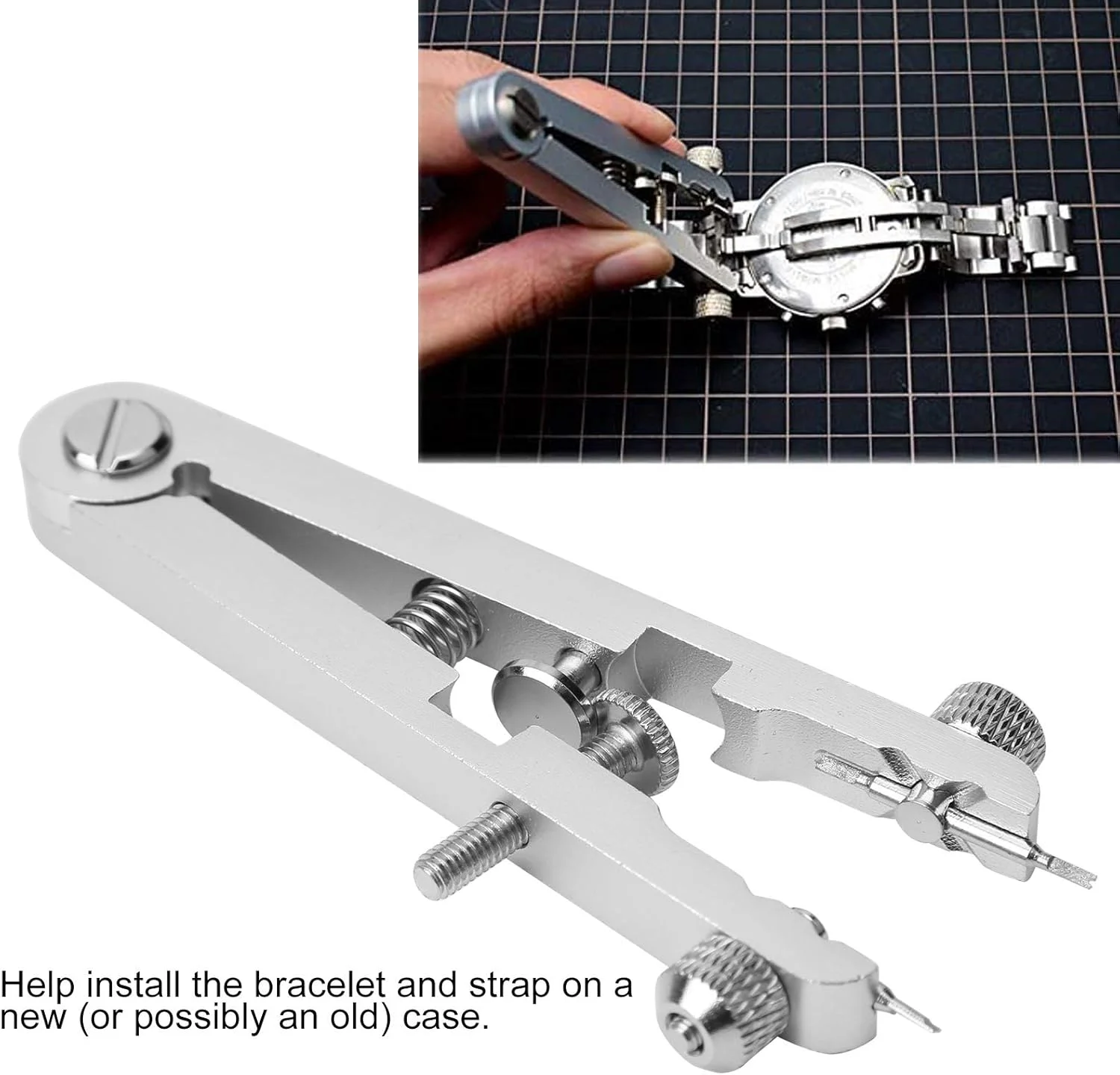 ست ابزار تعمیر فنر میله ای ساعت Walfront، ابزار تعویض زنجیر و تعمیر ساعت سازی با پین 6825 (نقره ای) ست ابزار تعمیر فنر میله ای ساعت Walfront، ابزار تعویض زنجیر و تعمیر ساعت سازی با پین 6825 (نقره ای)