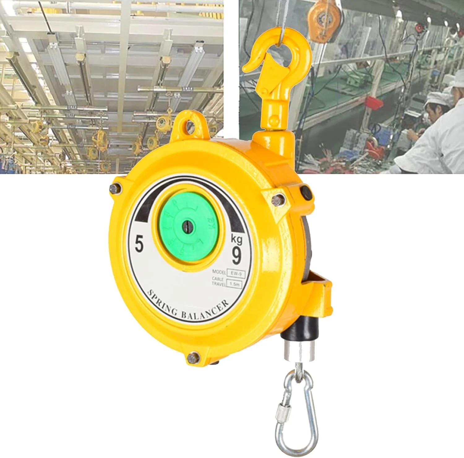 متعادل کننده فنری جمع شونده، نگهدارنده ابزار جمع شونده با طول 1.5 متر، متعادل کننده فنری جمع شونده برای کارخانه و کارگاه (اندازه: 5-9 کیلوگرم)