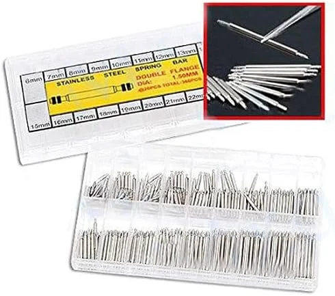 لوازم DIY صنایع دستی 360 عدد پین بند ساعت 6mm-23mm میله های فنری ابزار حذف کننده استیل ضد زنگ لوازم DIY صنایع دستی 360 عدد پین بند ساعت 6mm-23mm میله های فنری ابزار حذف کننده استیل ضد زنگ