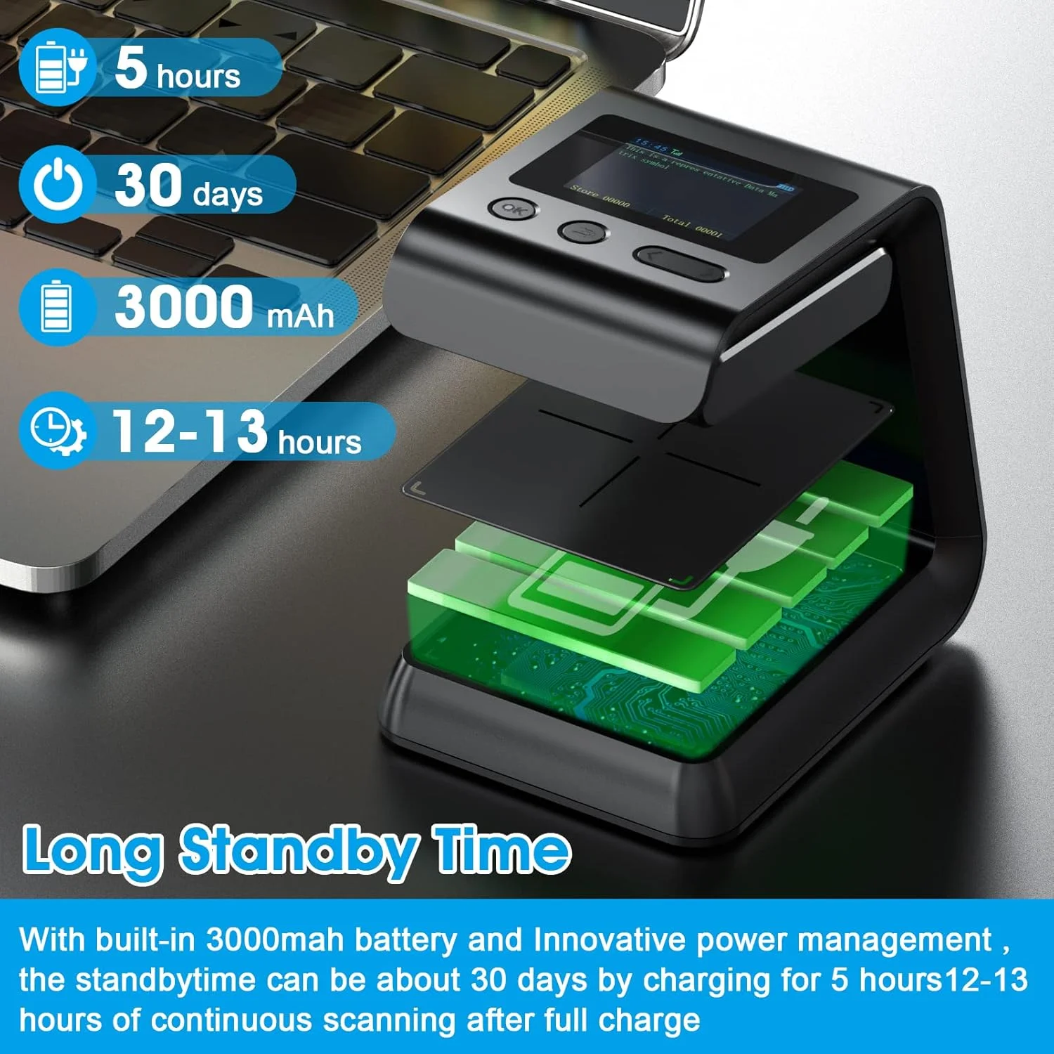 اسکنر بارکد رومیزی بی سیم Alacrity 2D 1D QR، صفحه نمایش LCD، بلوتوث 2.4 گیگاهرتز بی سیم USB سیمی 3 در 1، بارکد خوان هندزفری، 5500 اسکنر بارکد رومیزی بی سیم Alacrity 2D 1D QR، صفحه نمایش LCD، بلوتوث 2.4 گیگاهرتز بی سیم USB سیمی 3 در 1، بارکد خوان هندزفری، 5500