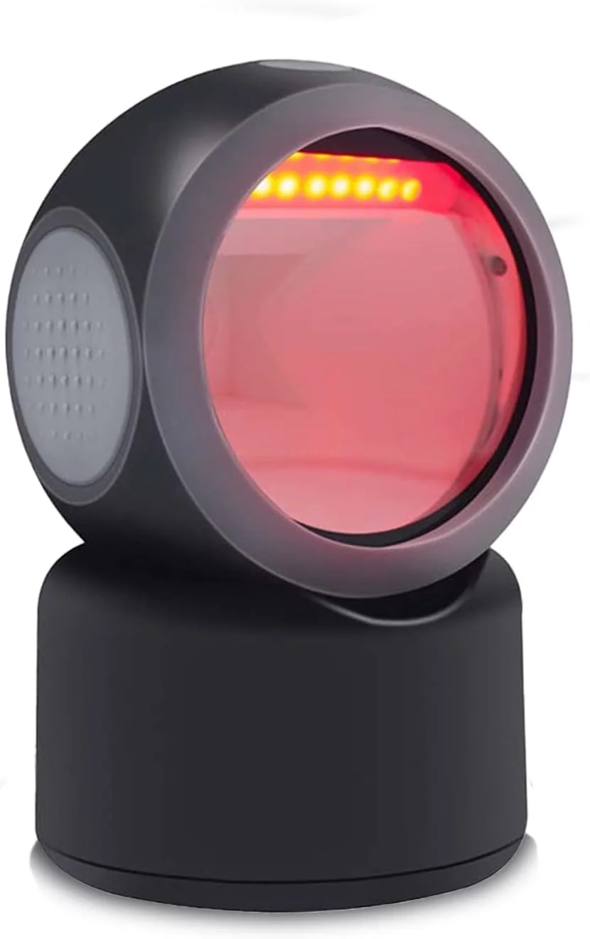 اسکنر بارکد رومیزی Alacrity 2D 1D QR، اسکنر بارکد سیمی USB بدون نیاز به دست، قابلیت اسکن بارکد از روی صفحه نمایش، مدل 3300DW، مشکی