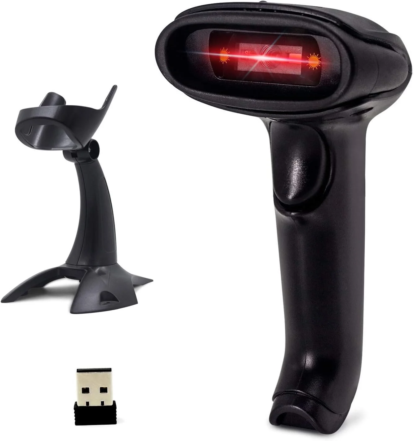 اسکنر بارکد بی‌سیم Alacrity 2D 1D QR با پایه، اسکنر بارکد هندزفری USB سیمی و بی‌سیم 2.4 گیگاهرتز، مناسب صنعت، خرده‌فروشی، لجستیک، انبار، مدل 6709DAS