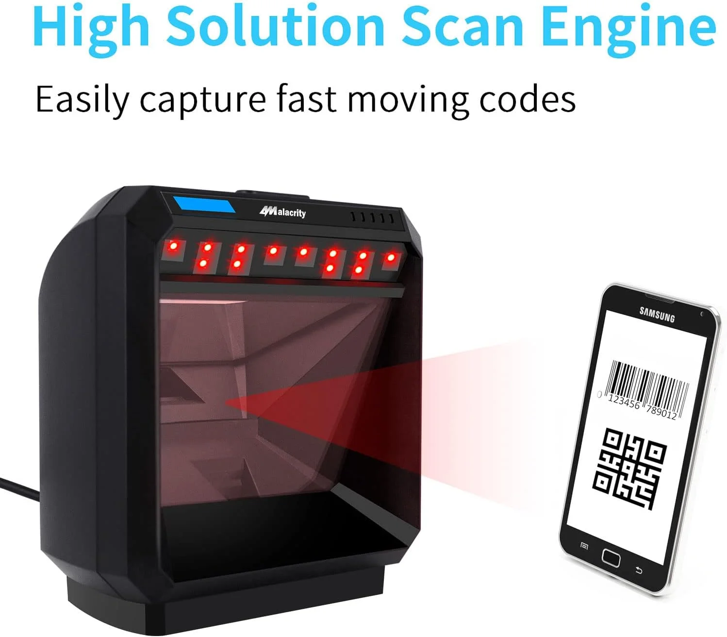 اسکنر بارکد دوبعدی اتوماتیک Alacrity، بارکدخوان QR PDF417 USB بدون نیاز به دست با قابلیت اسکن از صفحه نمایش کامپیوتر برای پرداخت موبایلی اسکنر بارکد دوبعدی اتوماتیک Alacrity، بارکدخوان QR PDF417 USB بدون نیاز به دست با قابلیت اسکن از صفحه نمایش کامپیوتر برای پرداخت موبایلی