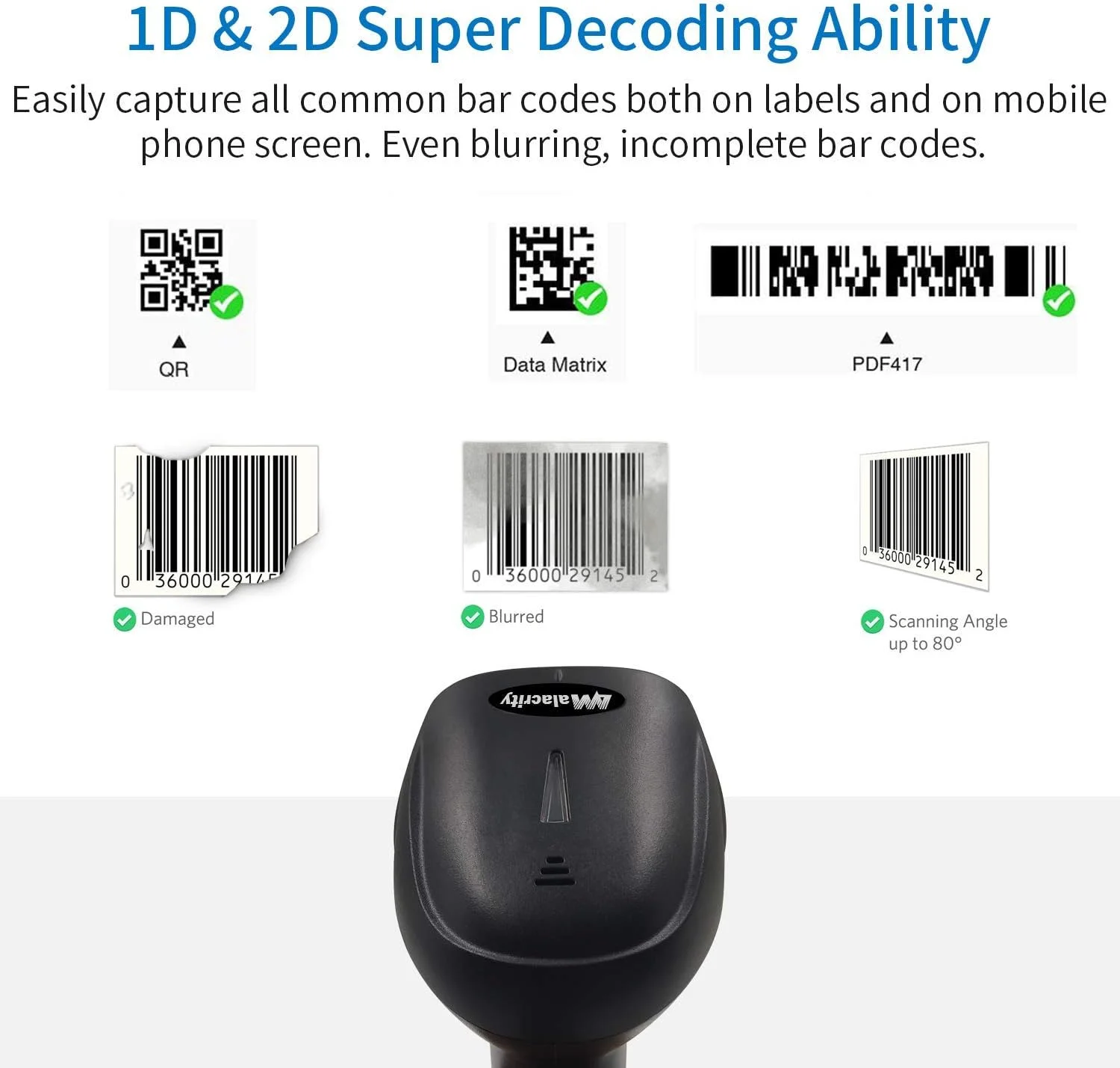اسکنر بارکد بیسیم Alacrity 2D 1D QR با پایه، اسکنر بارکد هندزفری USB سیمی و بیسیم 2.4 گیگاهرتز، مناسب صنعت، خردهفروشی، لجستیک، انبار، مدل 6709DAS اسکنر بارکد بیسیم Alacrity 2D 1D QR با پایه، اسکنر بارکد هندزفری USB سیمی و بیسیم 2.4 گیگاهرتز، مناسب صنعت، خردهفروشی، لجستیک، انبار، مدل 6709DAS