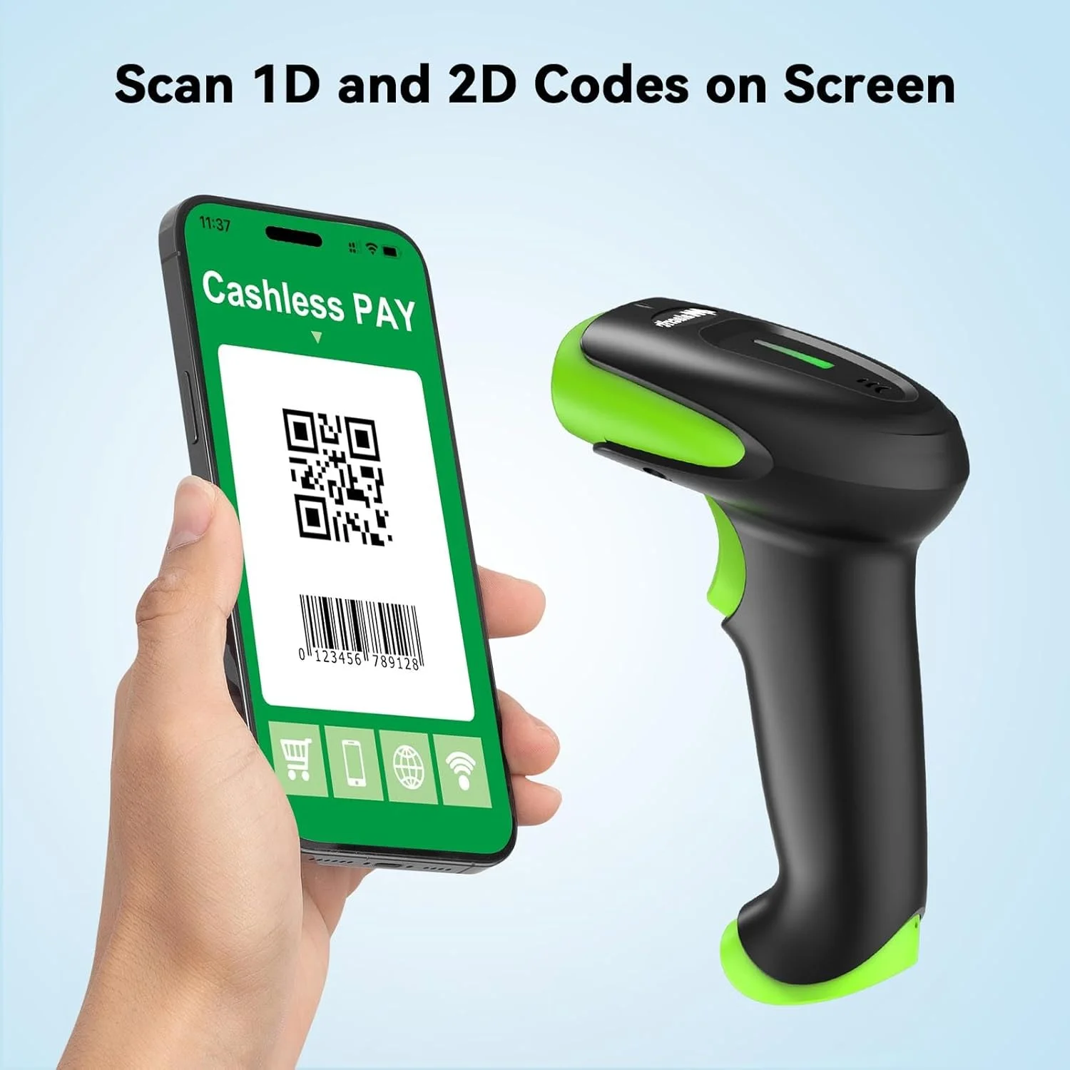 اسکنر بارکد بیسیم دو بعدی Alacrity مدل 9200DA، پشتیبانی از کدهای دیجیتال/صفحه نمایش 1D 2D QR، بارکدخوان دستی برای کامپیوتر/لپتاپ/ویندوز/مک اسکنر بارکد بیسیم دو بعدی Alacrity مدل 9200DA، پشتیبانی از کدهای دیجیتال/صفحه نمایش 1D 2D QR، بارکدخوان دستی برای کامپیوتر/لپتاپ/ویندوز/مک