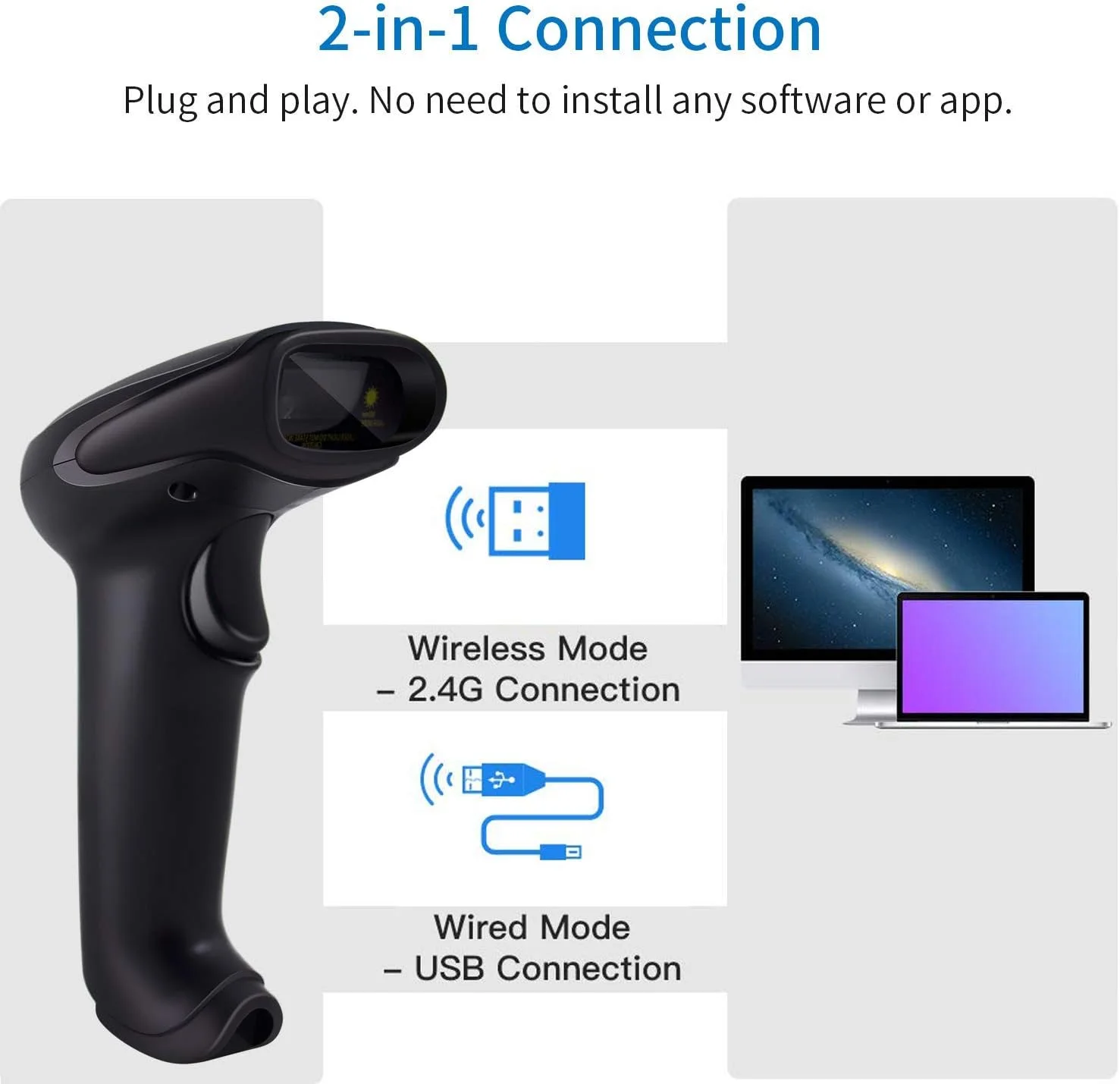 اسکنر بارکد بیسیم Alacrity 2D 1D QR با پایه، اسکنر بارکد هندزفری USB سیمی و بیسیم 2.4 گیگاهرتز، مناسب صنعت، خردهفروشی، لجستیک، انبار، مدل 6709DAS اسکنر بارکد بیسیم Alacrity 2D 1D QR با پایه، اسکنر بارکد هندزفری USB سیمی و بیسیم 2.4 گیگاهرتز، مناسب صنعت، خردهفروشی، لجستیک، انبار، مدل 6709DAS