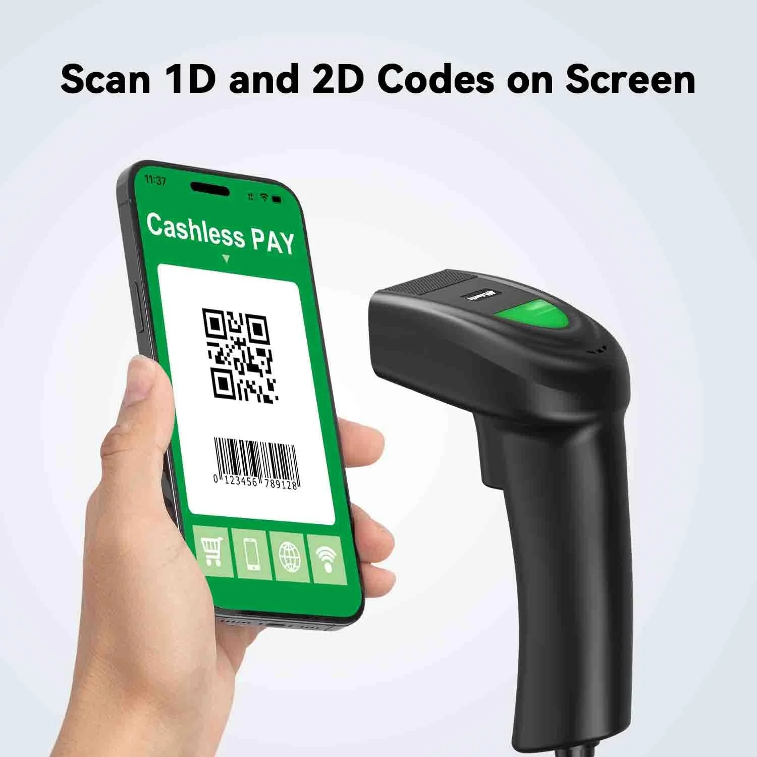 اسکنر بارکد دوبعدی و یکبعدی USB Alacrity، بارکدخوان سیمی دستی QR Datamatrix PDF417، اسکن کدها از صفحه نمایش برای انبار، فروشگاه، سوپرمارکت، آبی اسکنر بارکد دوبعدی و یکبعدی USB Alacrity، بارکدخوان سیمی دستی QR Datamatrix PDF417، اسکن کدها از صفحه نمایش برای انبار، فروشگاه، سوپرمارکت، آبی