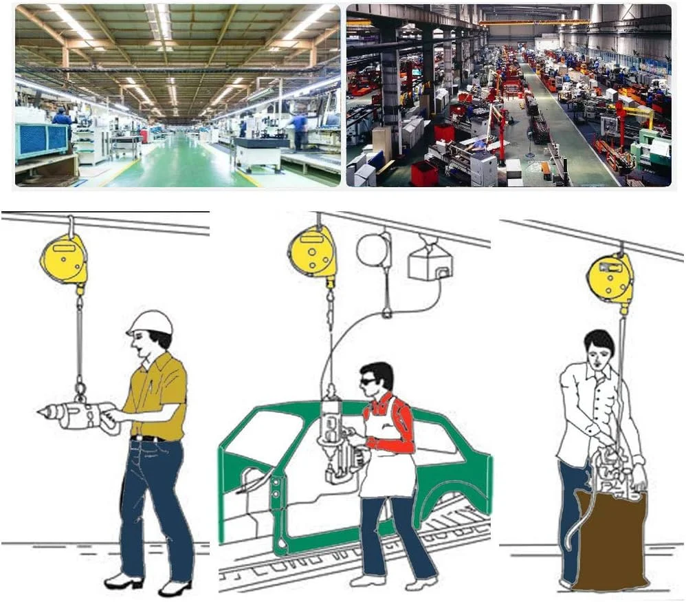 بالانسر فنری سنگین، نگهدارنده ابزار جمع شونده فنری برای کارخانه و کارگاه، بالانسر ابزار خود قفل شونده قابل تنظیم، دارای گواهینامه CE