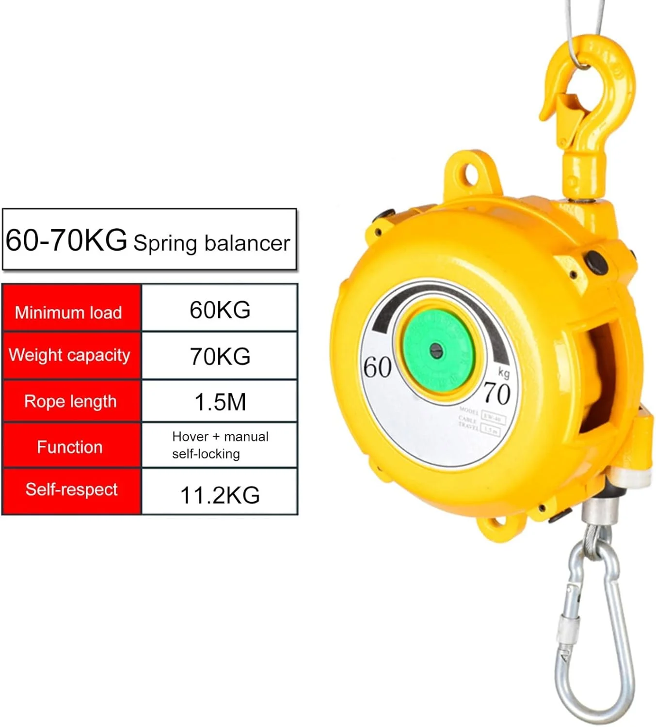 ابزار فنری تعادل 1.5 متری، ابزار فنری تعادل جمع شونده، جمع کننده تعادل قابل تنظیم برای خط مونتاژ و جابجایی مواد (سایز: 60-70 کیلوگرم)