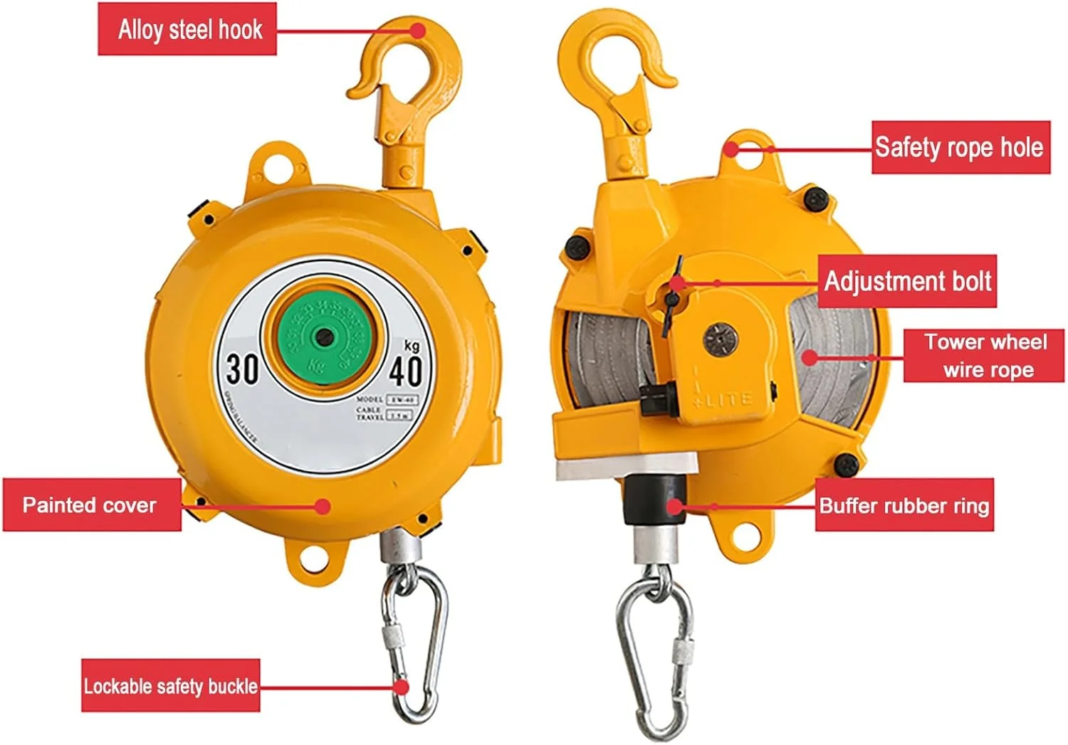 ابزار جمع شونده بالانسر فنری، بالانسر فنری قابل تنظیم، ظرفیت باربری قوی، بالانسر فنری آویز جوشکاری، برای ماشین آلات ساختمانی کارگاه کارخانه (سایز: 40-50 کیلوگرم) ابزار جمع شونده بالانسر فنری، بالانسر فنری قابل تنظیم، ظرفیت باربری قوی، بالانسر فنری آویز جوشکاری، برای ماشین آلات ساختمانی کارگاه کارخانه (سایز: 40-50 کیلوگرم)