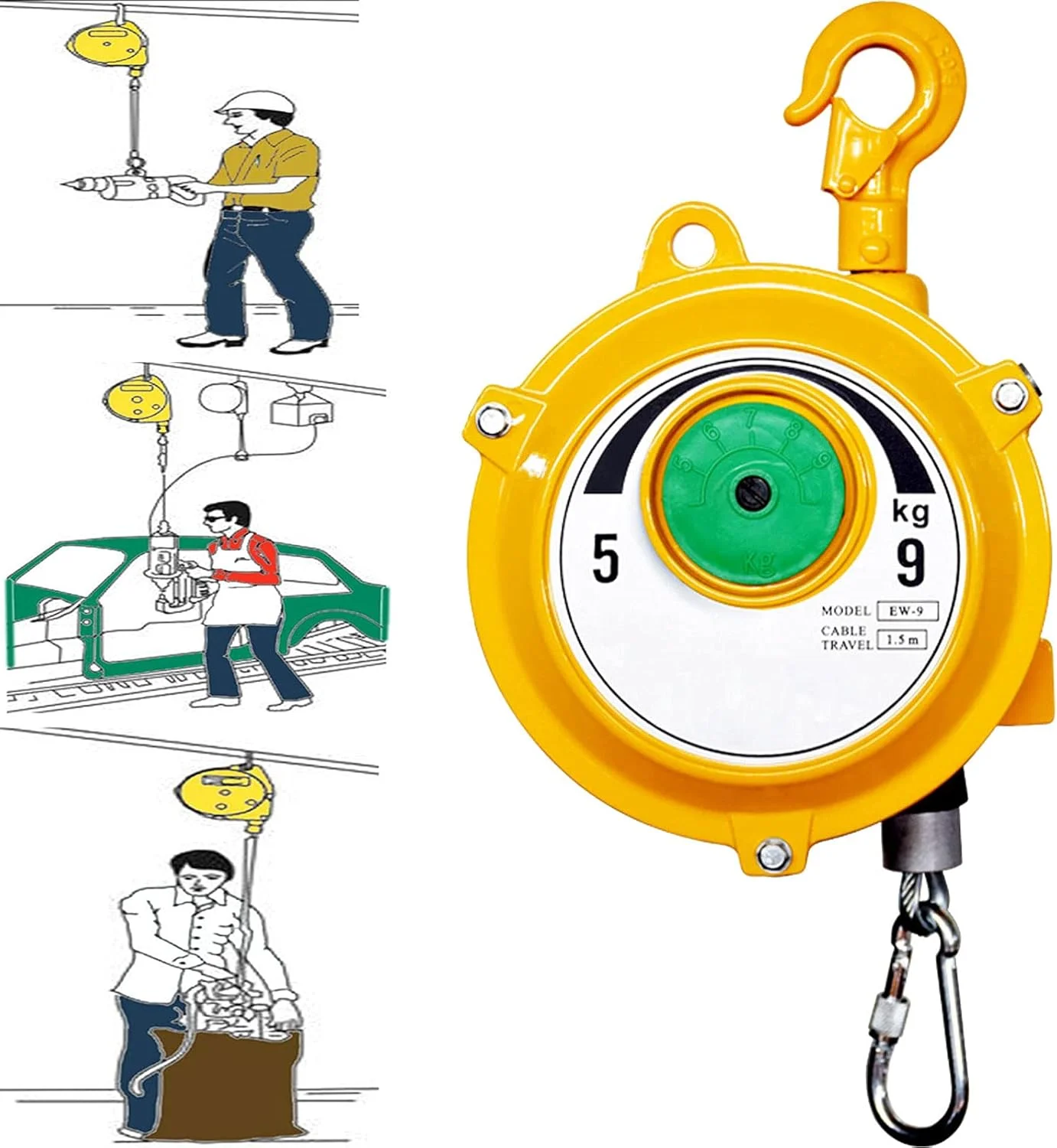 بالانسر فنری، نگهدارنده بالانسر ابزار - وزن بار قابل تنظیم، نگهدارنده اتصالات ابزار آویز برای خط مونتاژ جمع شونده، آویز ثابت، مشخصات مختلف