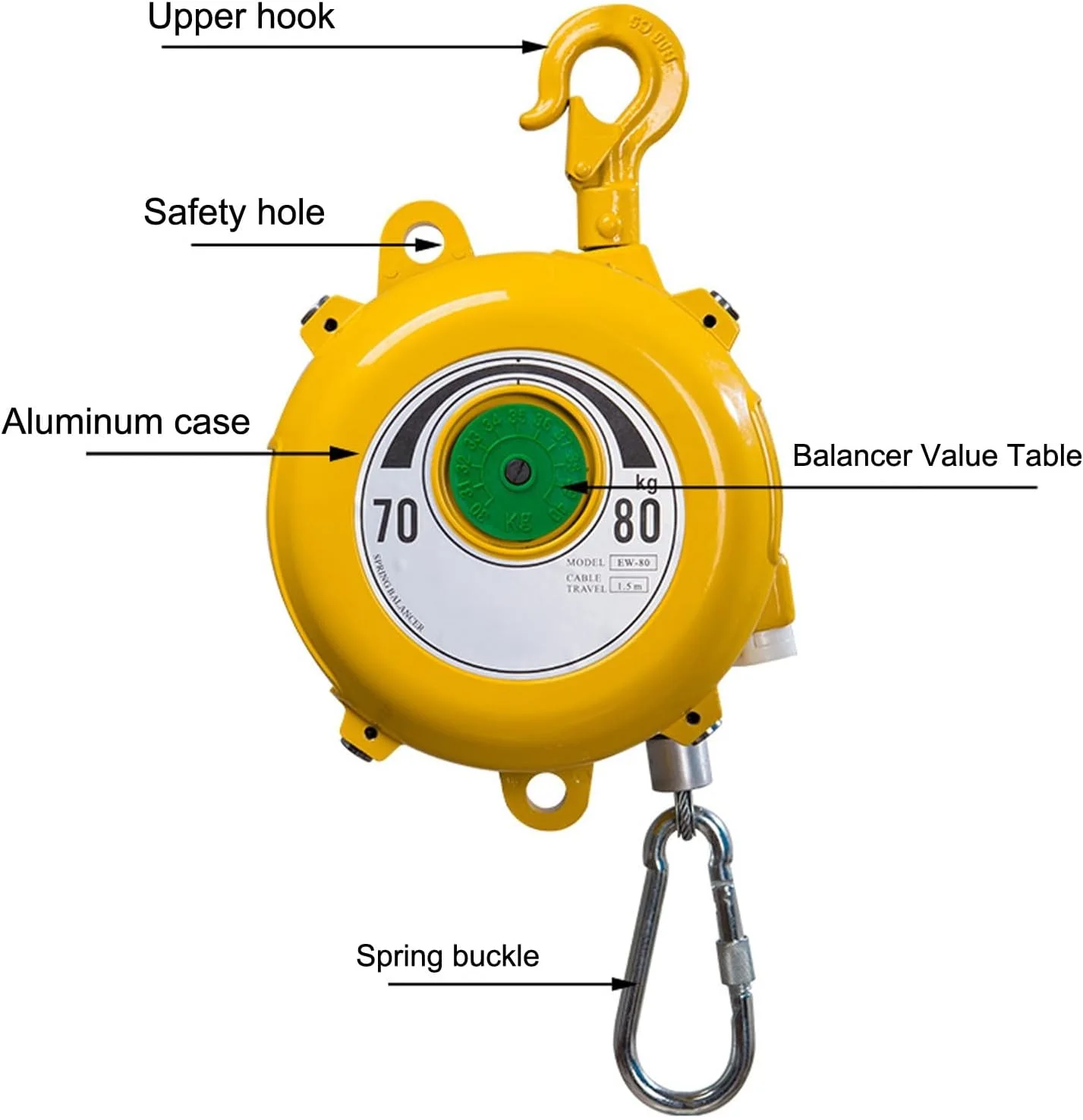 بالانسر فنری، بالانسر فنری آویز جوشکاری، ظرفیت باربری قوی، برای حذف خط مونتاژ، بالانسر ابزار سنگین با عملکرد خود قفل شونده (سایز: 50-60 کیلوگرم)
